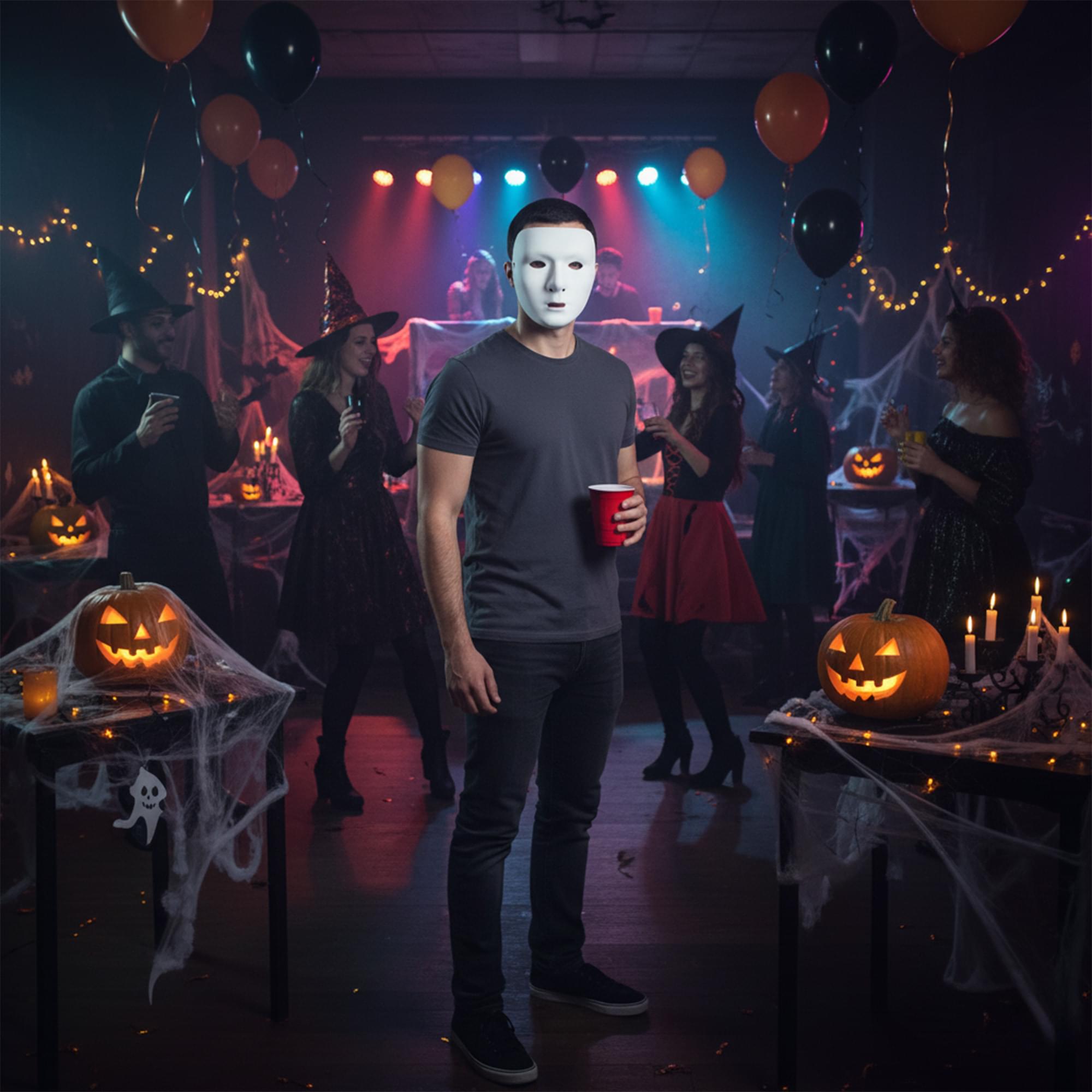 White Robot Mask Costume Accessory