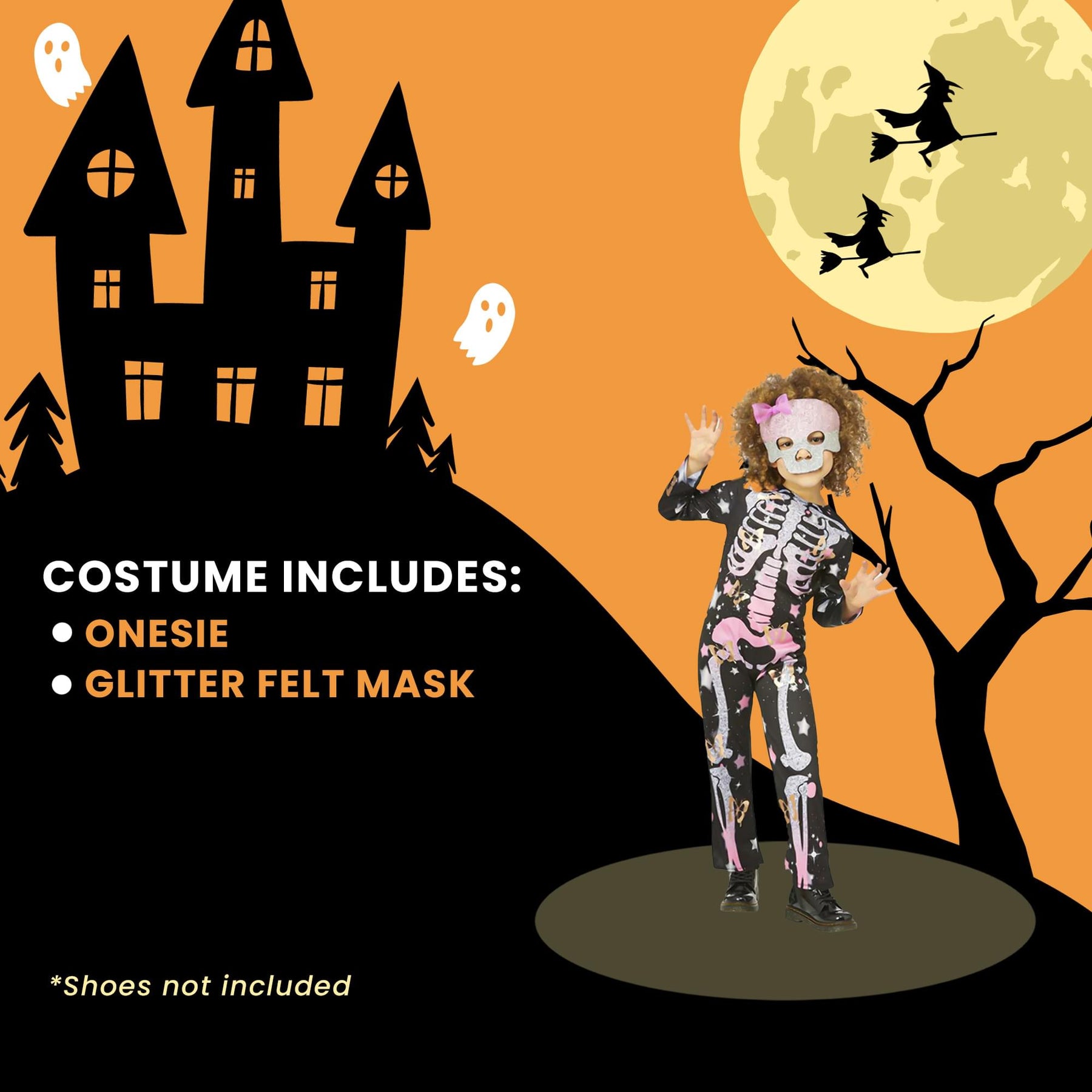 Skeleton Rose Gold Sparkle Child Costume