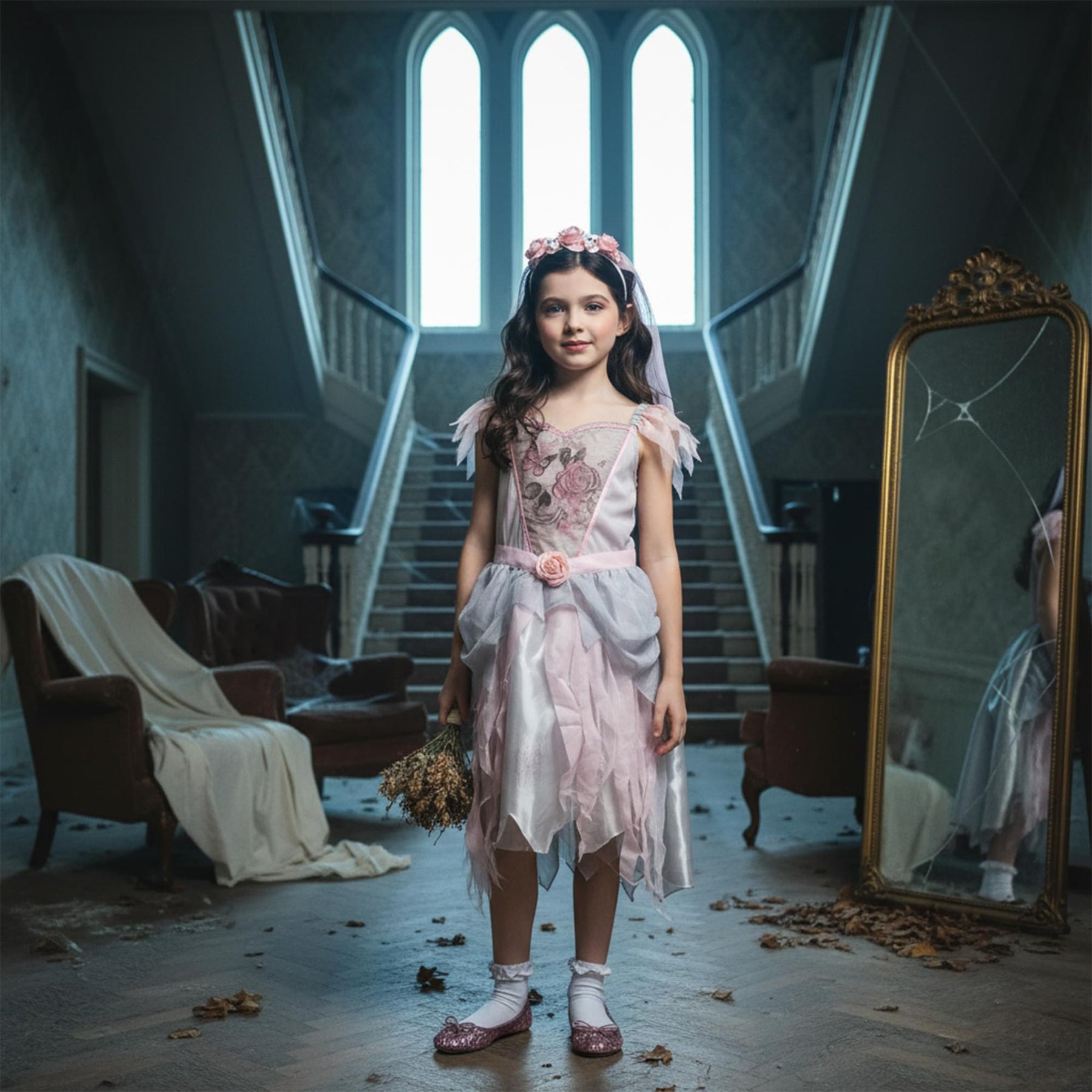 Vintage Ghost Bride Child Costume
