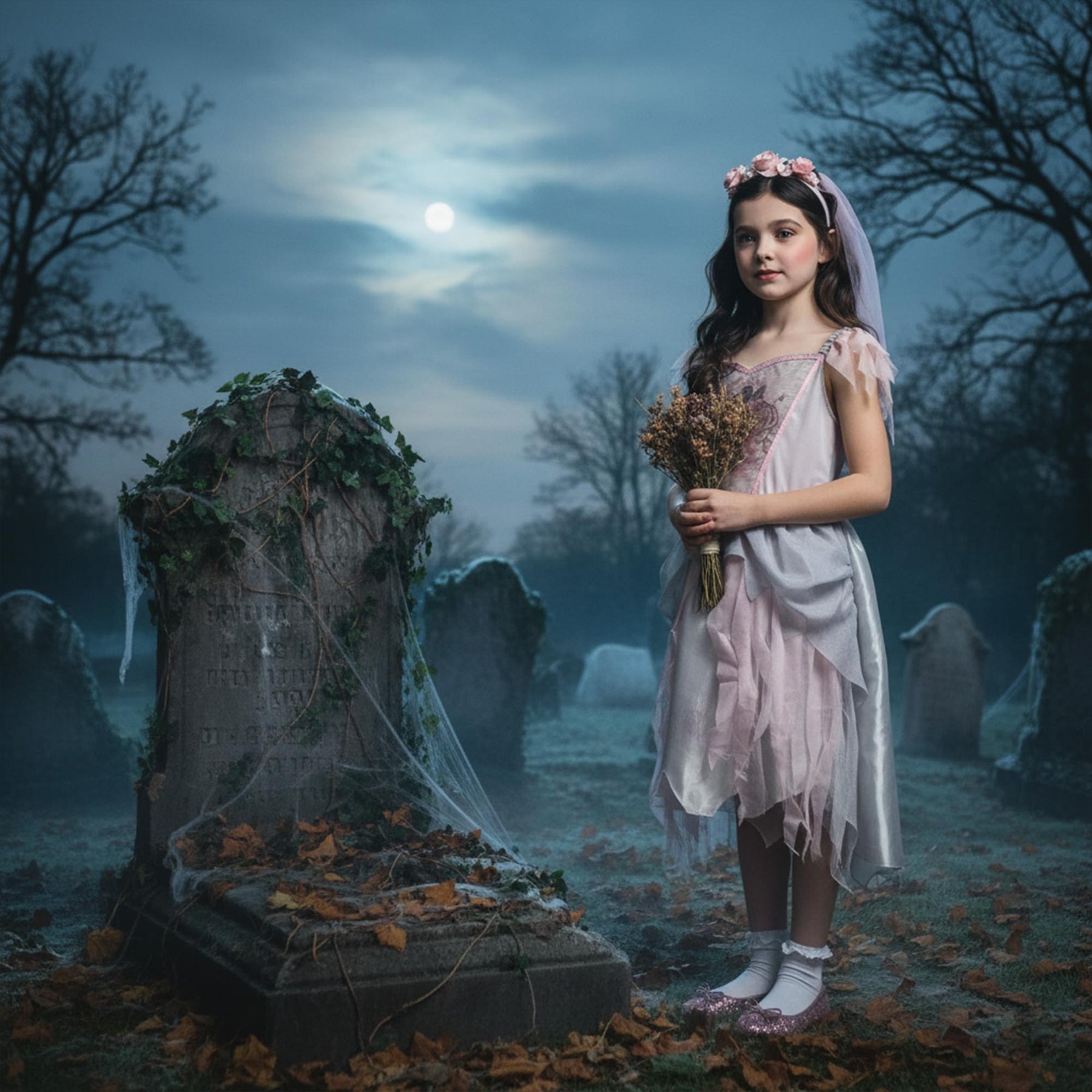 Vintage Ghost Bride Child Costume