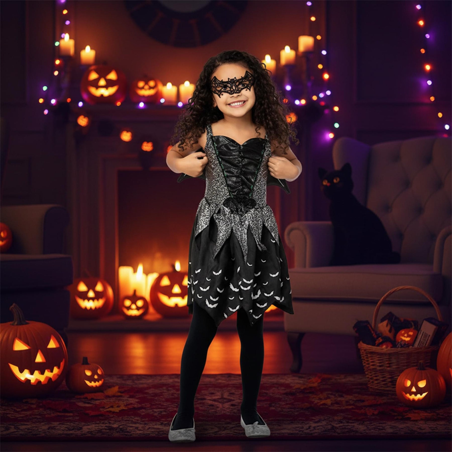 Girls Dark Bat Fairy Child Costume