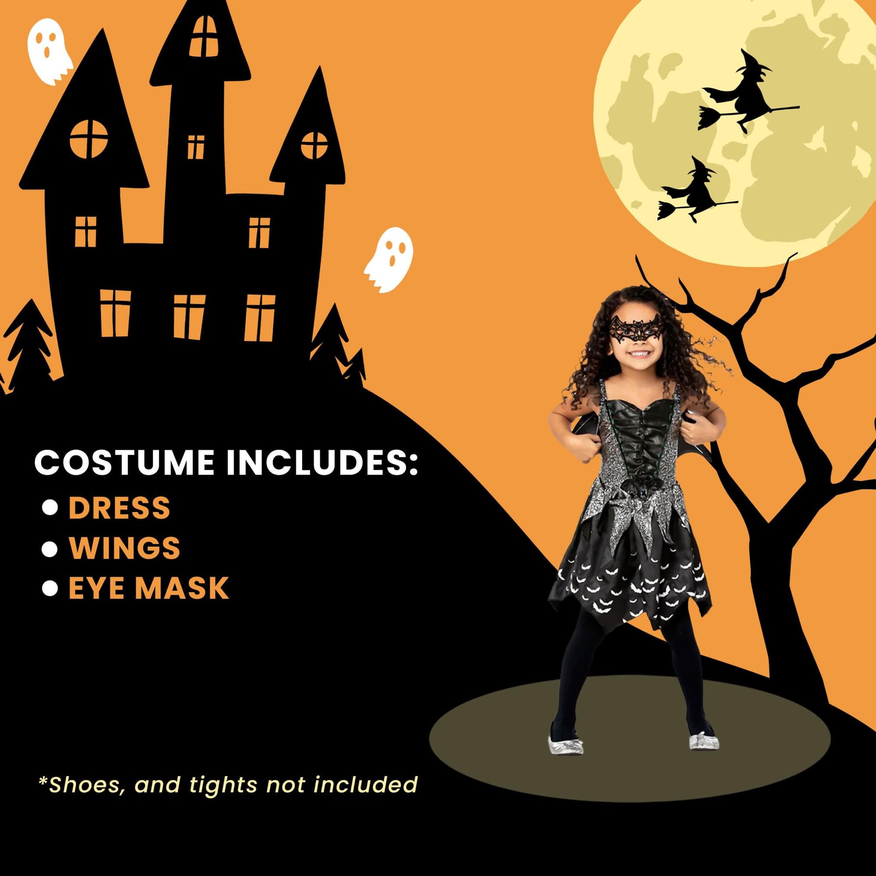 Girls Dark Bat Fairy Child Costume