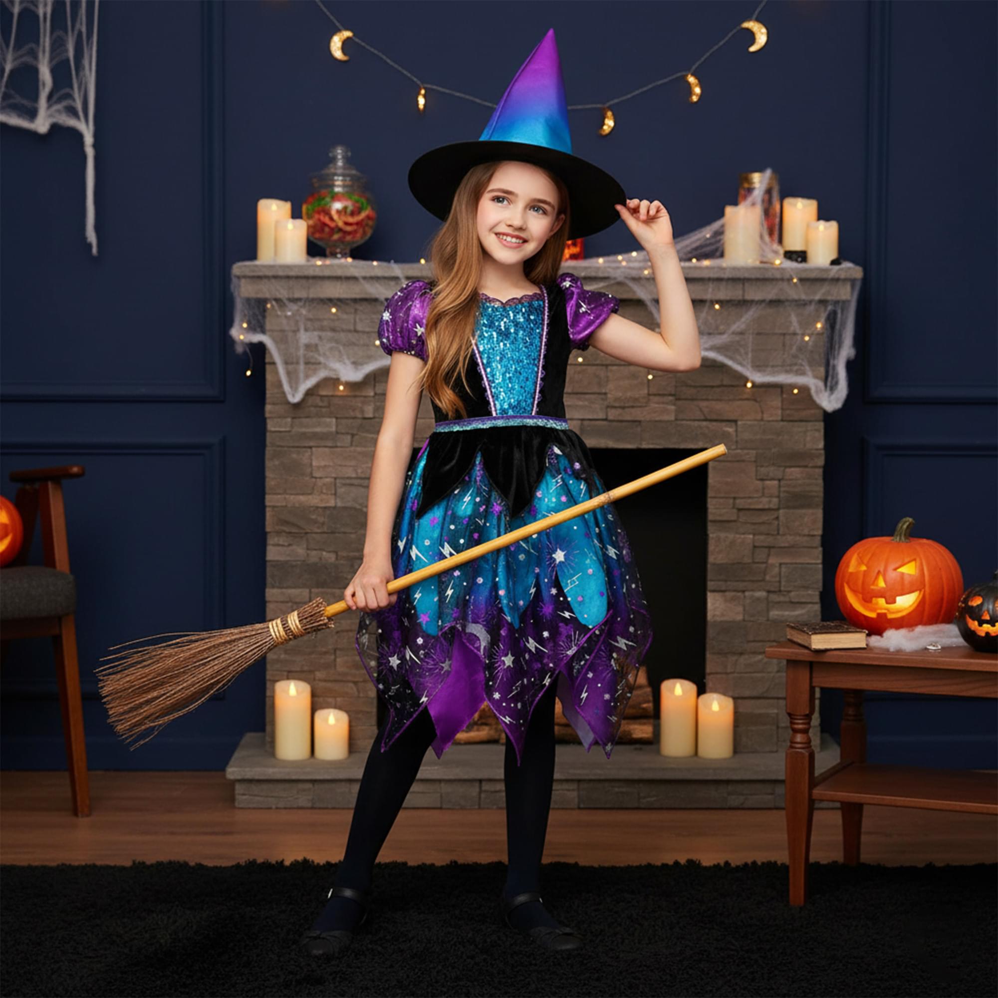 Girls Moon & Stars Witch Child Costume