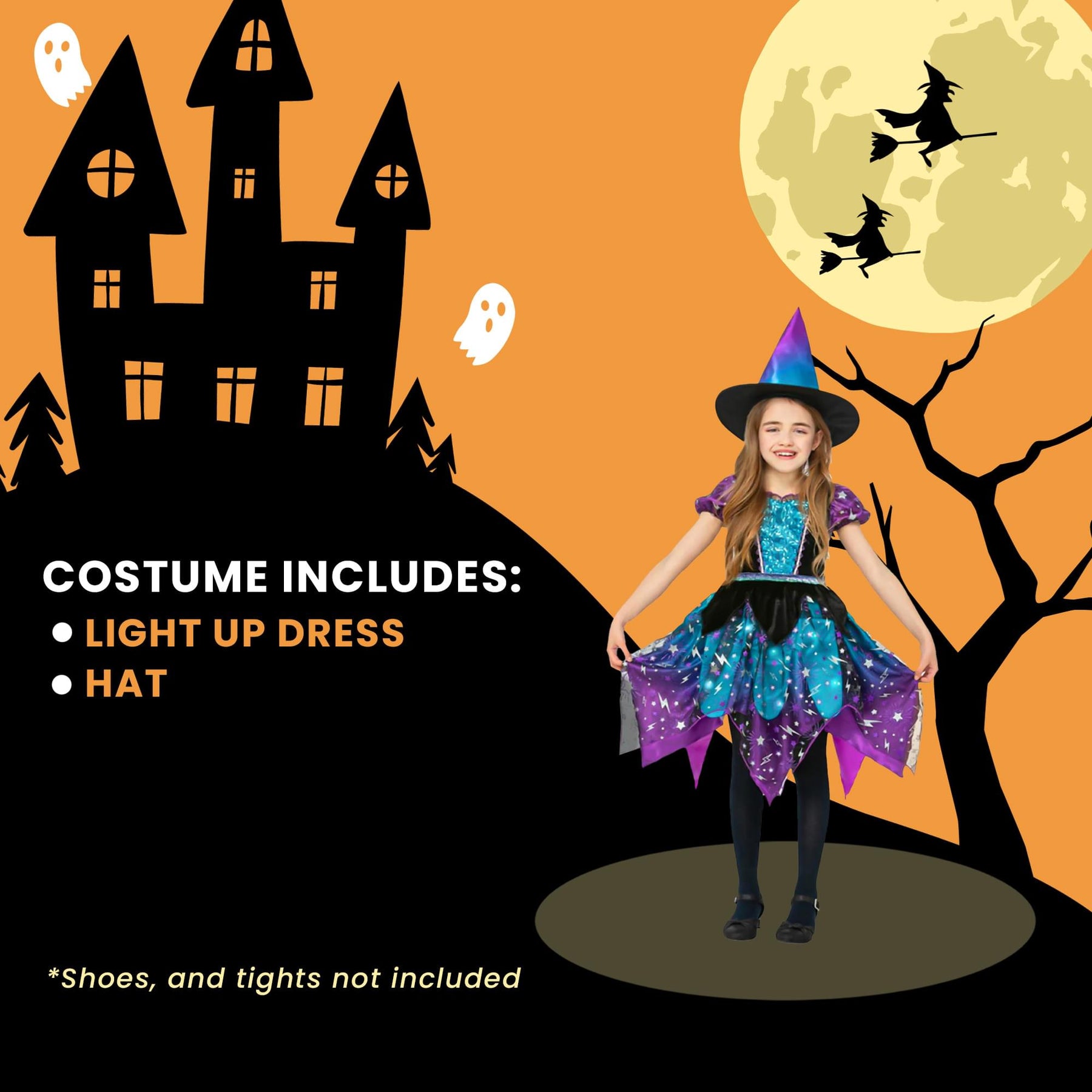 Girls Moon & Stars Witch Child Costume