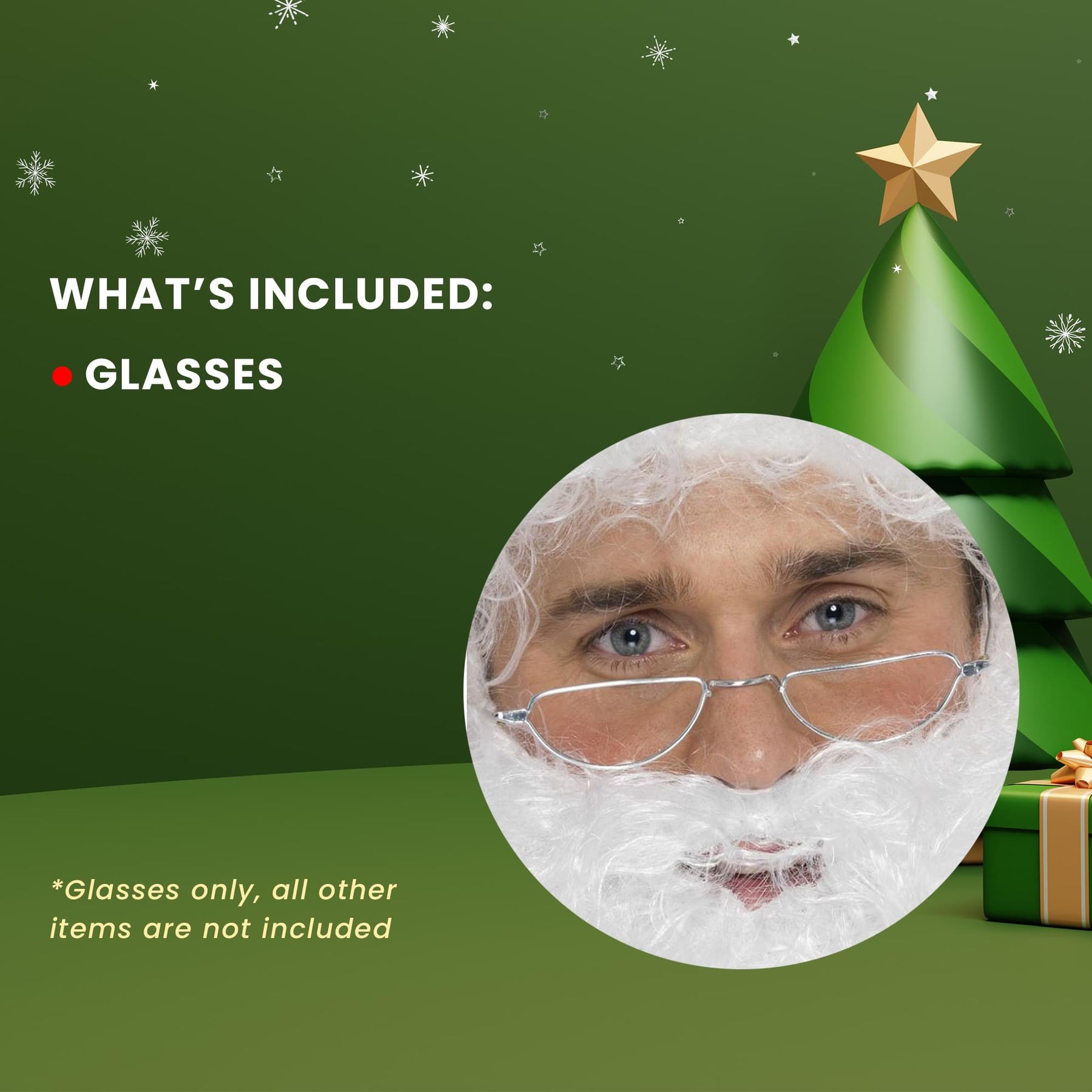 Half Moon Santa Glasses Adult Costume
