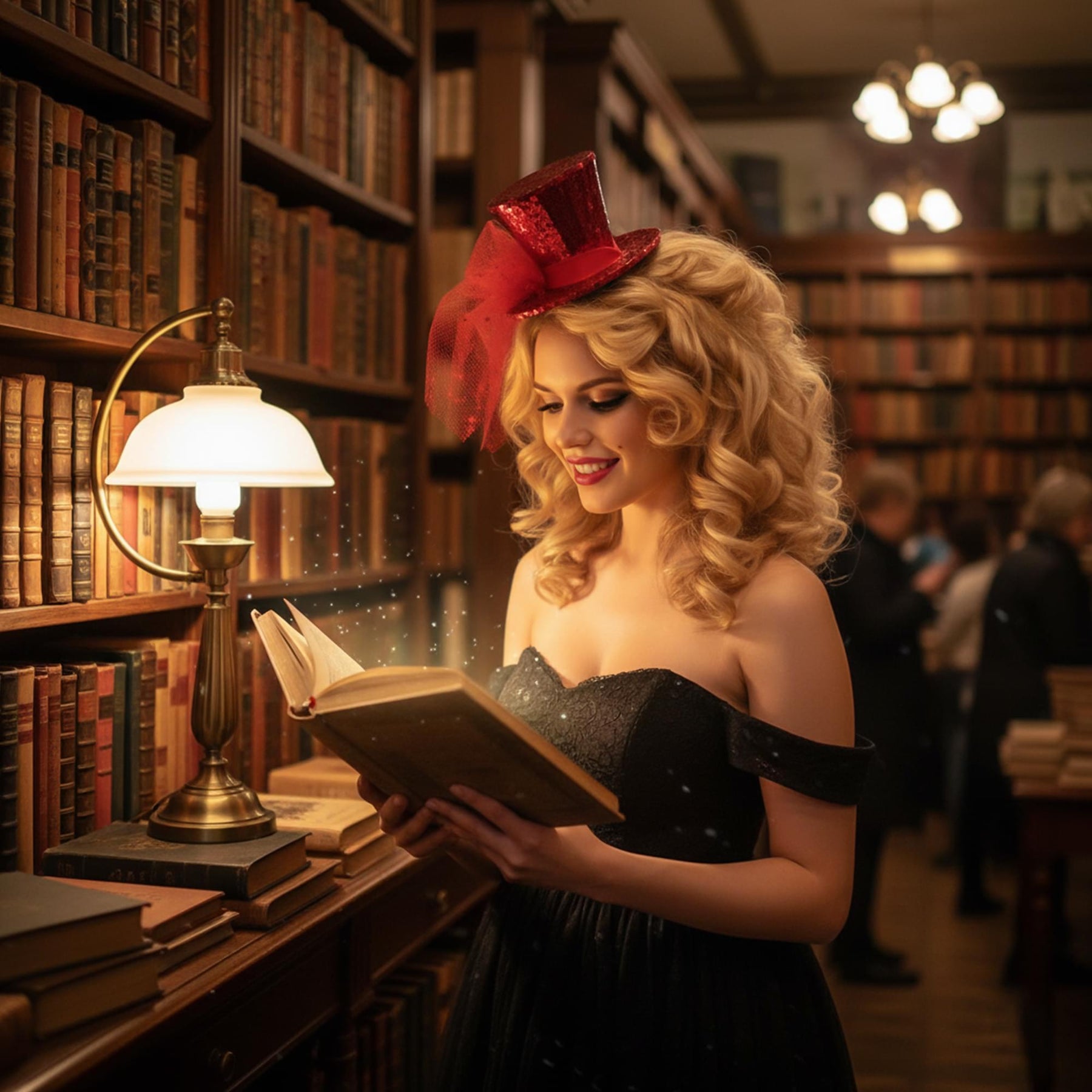 Red Glitter Mini Top Hat Headband Costume Accessory