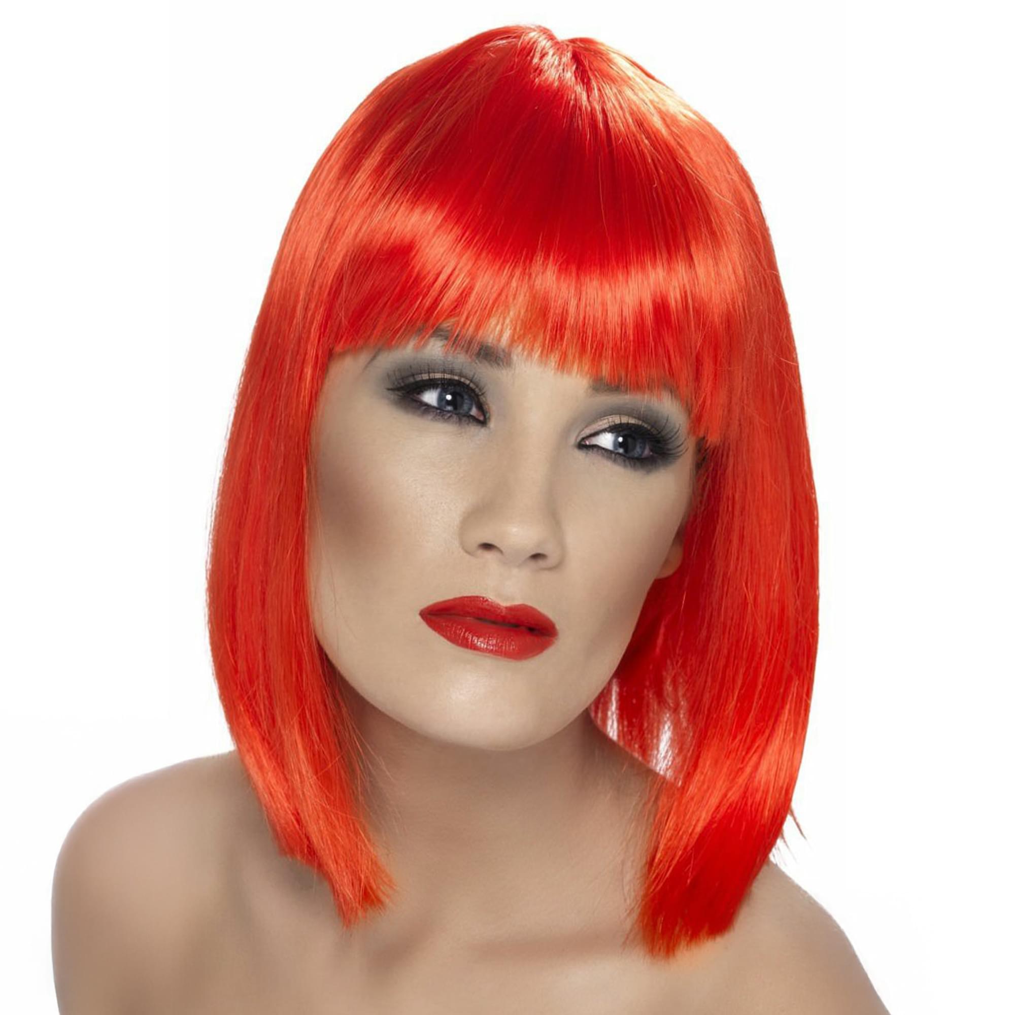 Glam Bright Red Wig Costume Accessory