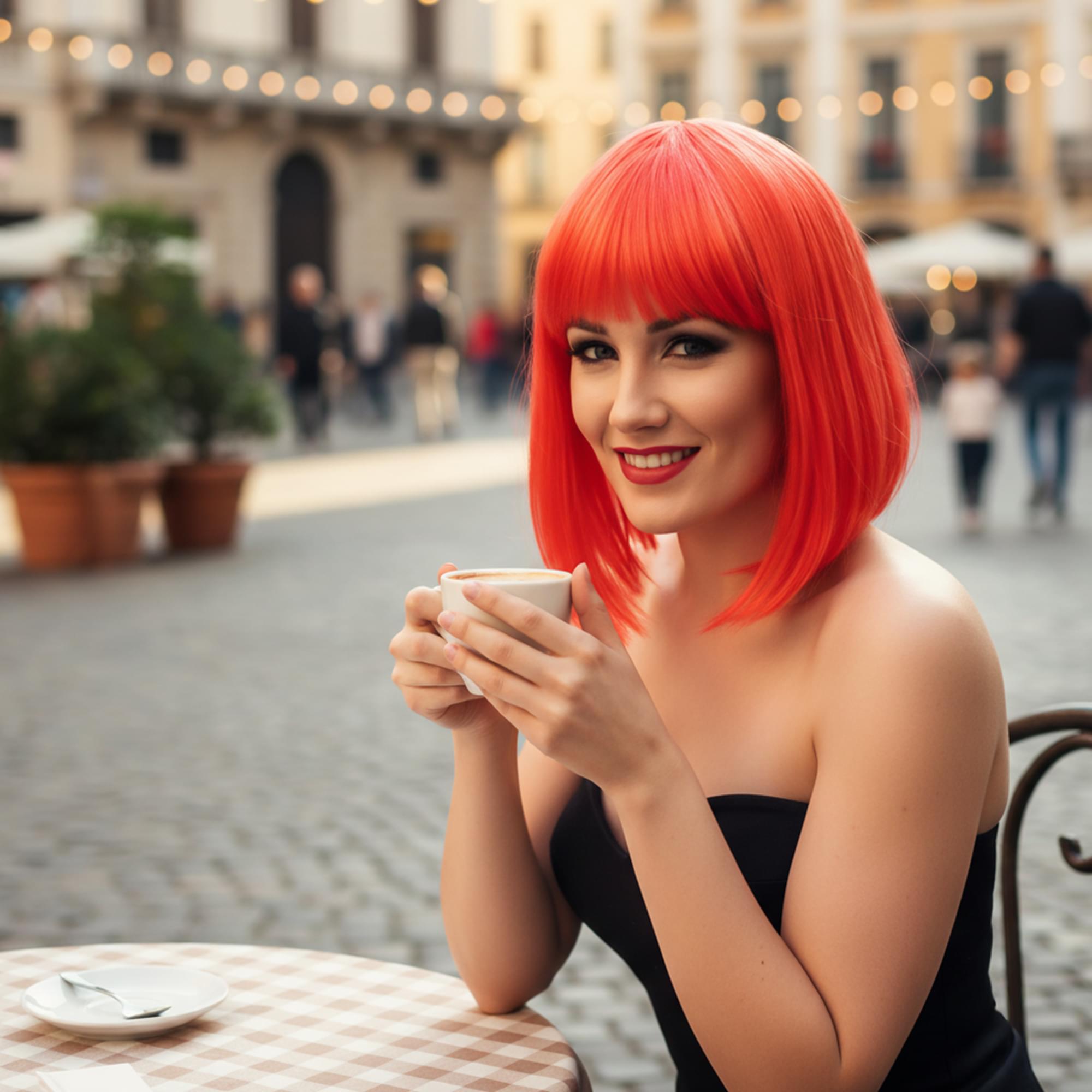 Glam Bright Red Wig Costume Accessory