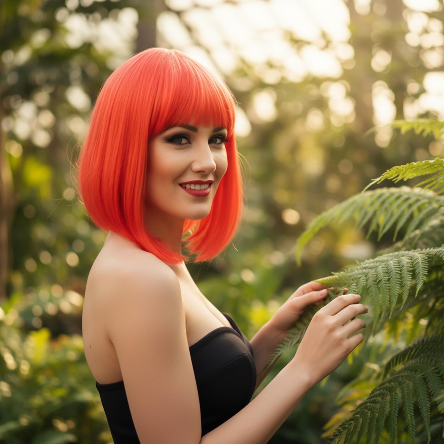 Glam Bright Red Wig Costume Accessory