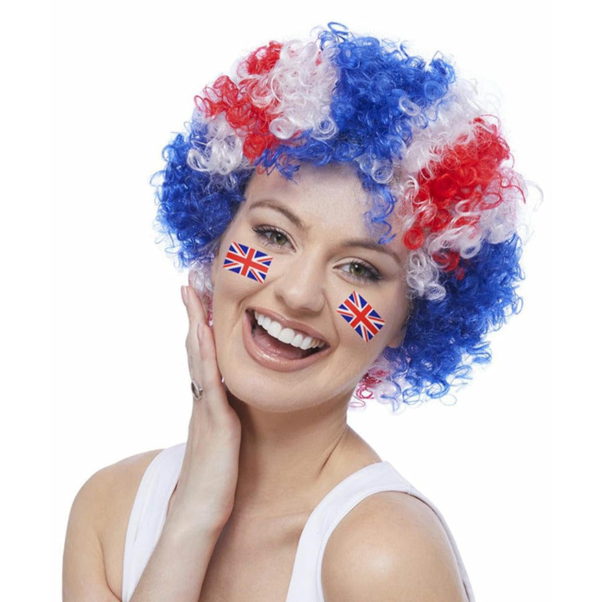 Union Jack Afro Adult Costume Wig