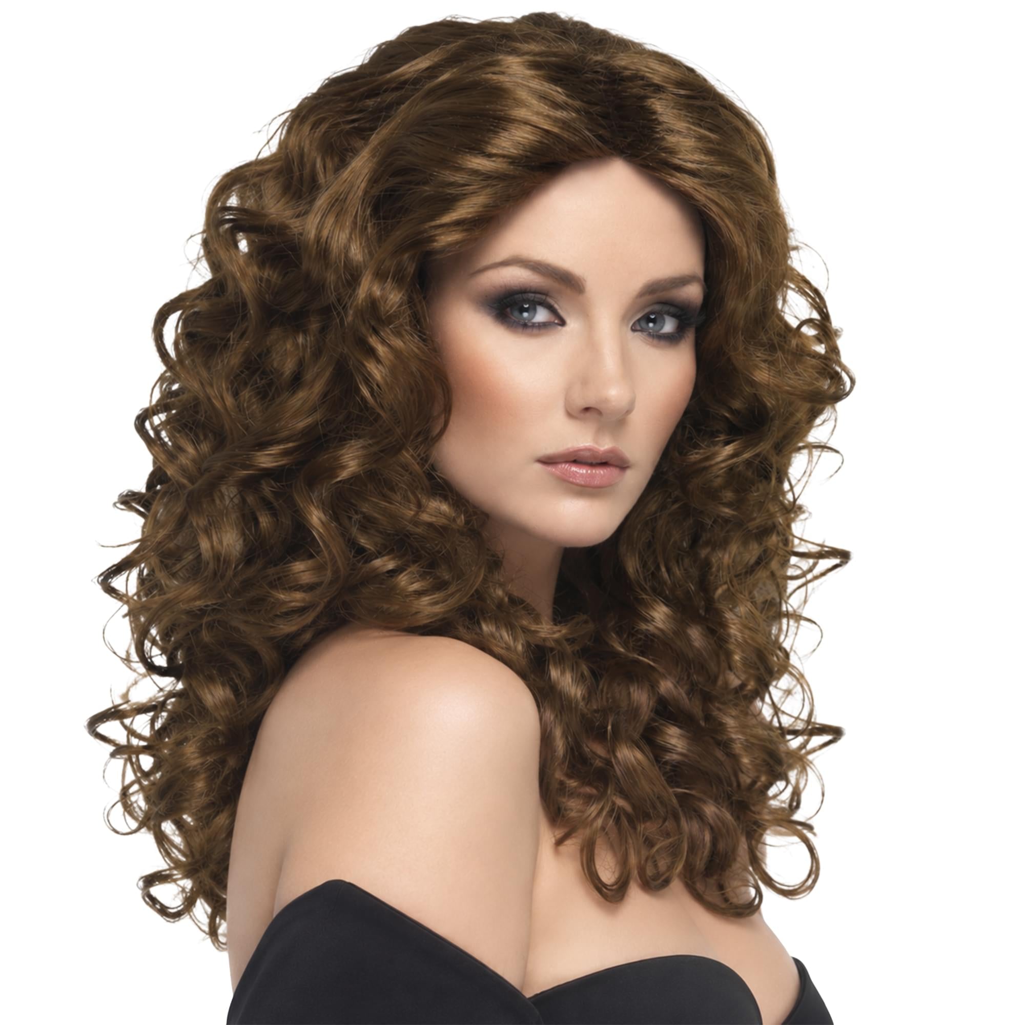 Glamour Long Brown Adult Costume Wig