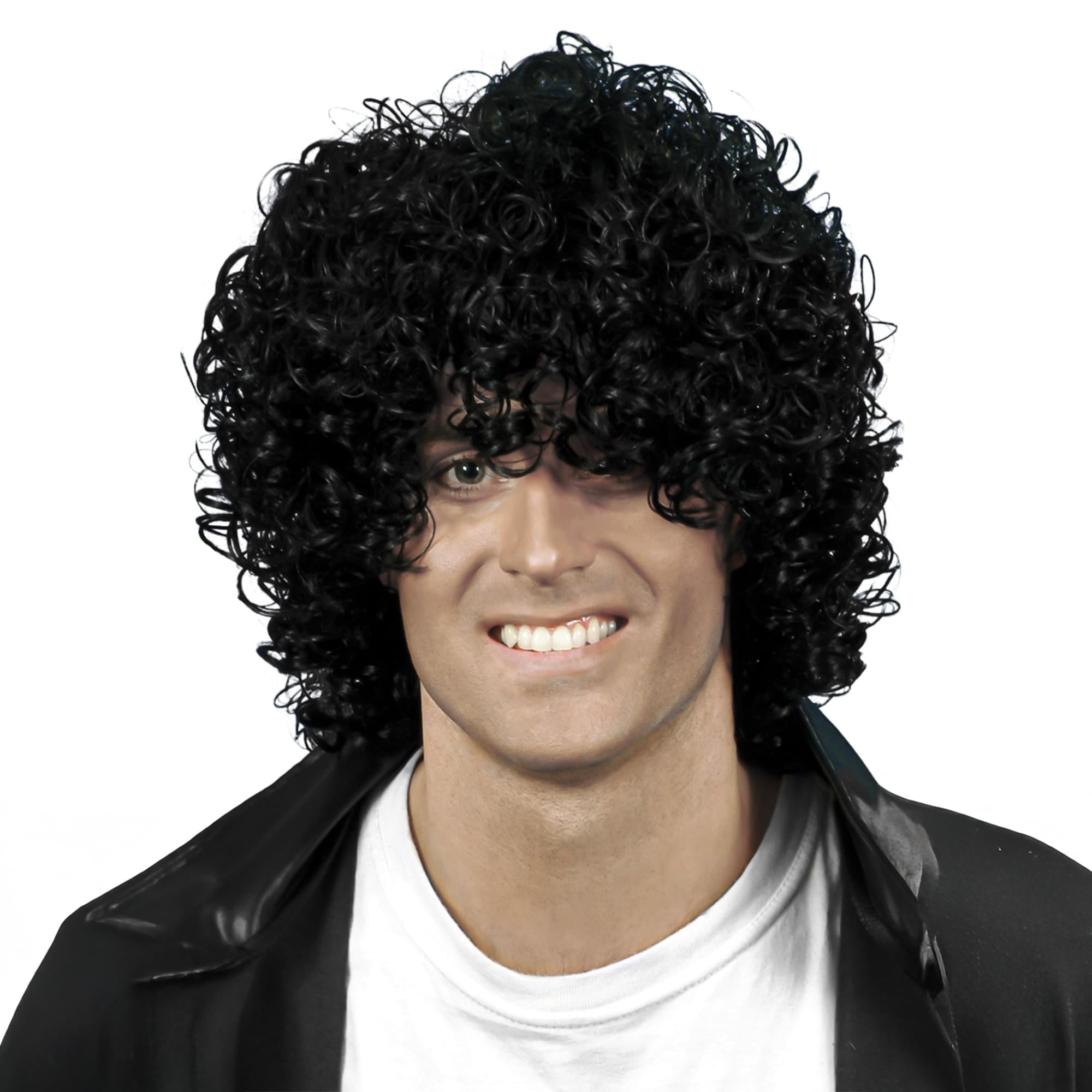 Wet Look Afro Black Wig Costume Accessory