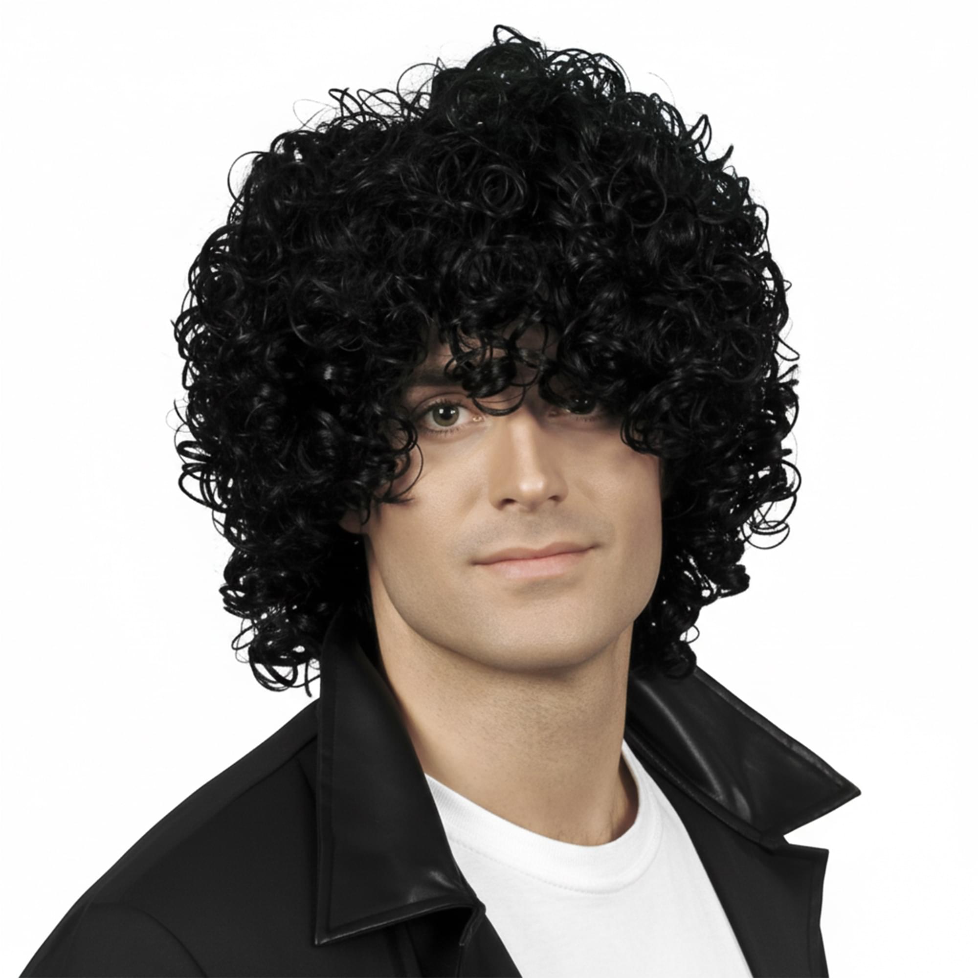 Wet Look Afro Black Wig Costume Accessory