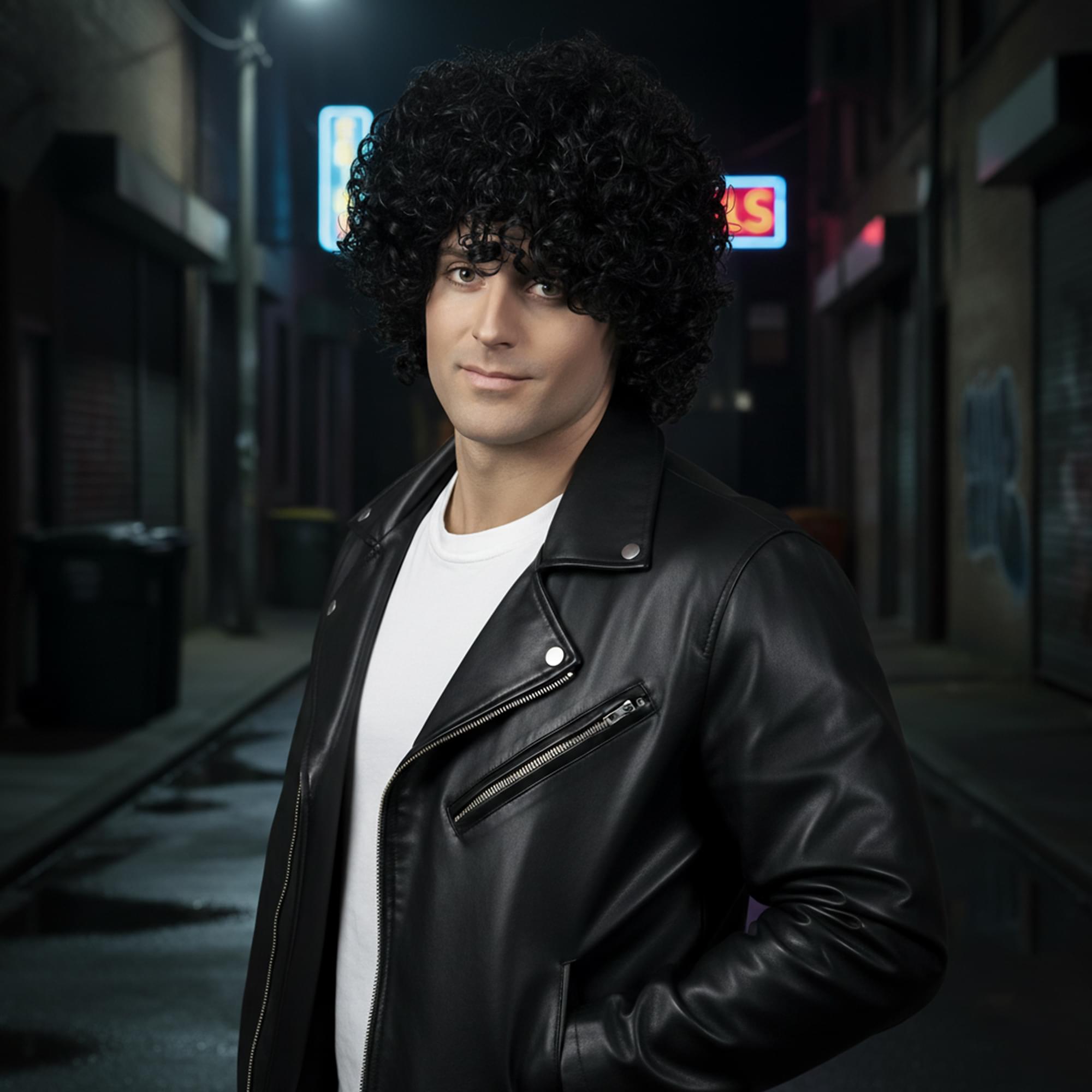 Wet Look Afro Black Wig Costume Accessory
