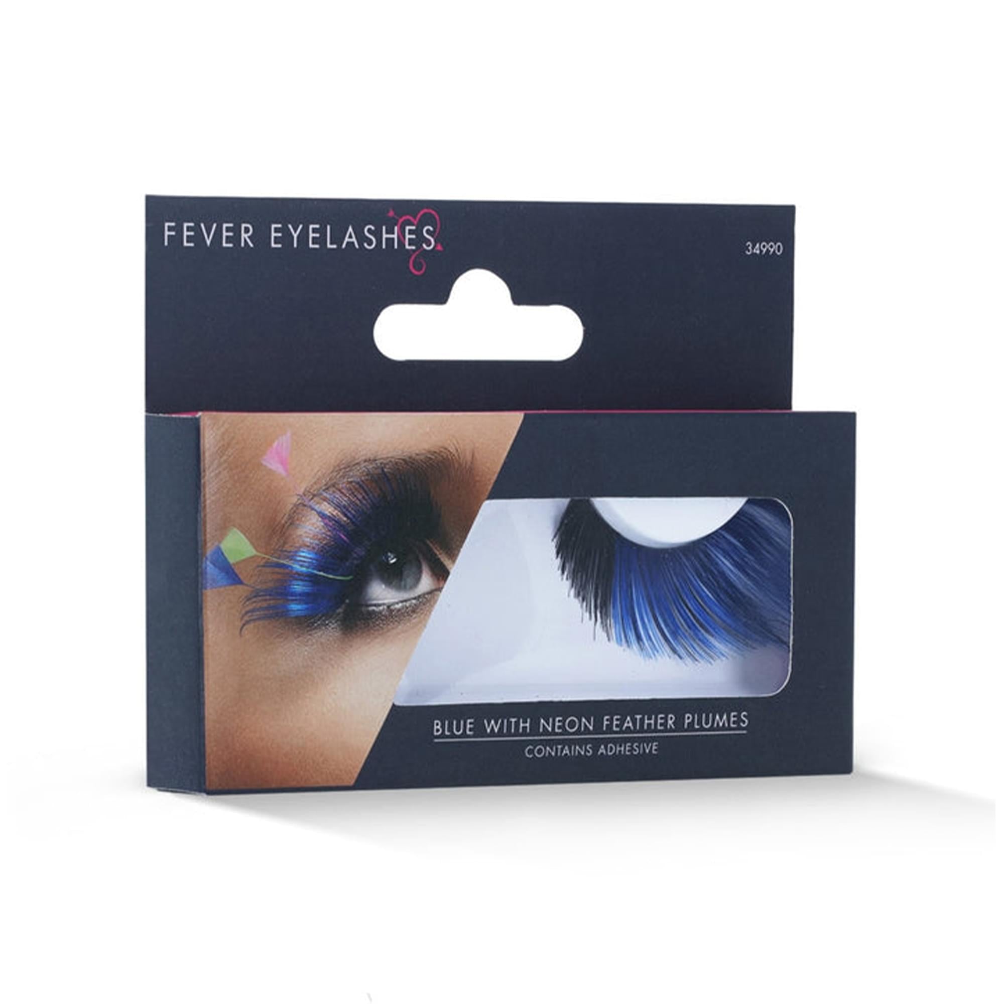 Blue Eyelashes with Neon Feathers Adult Costume
