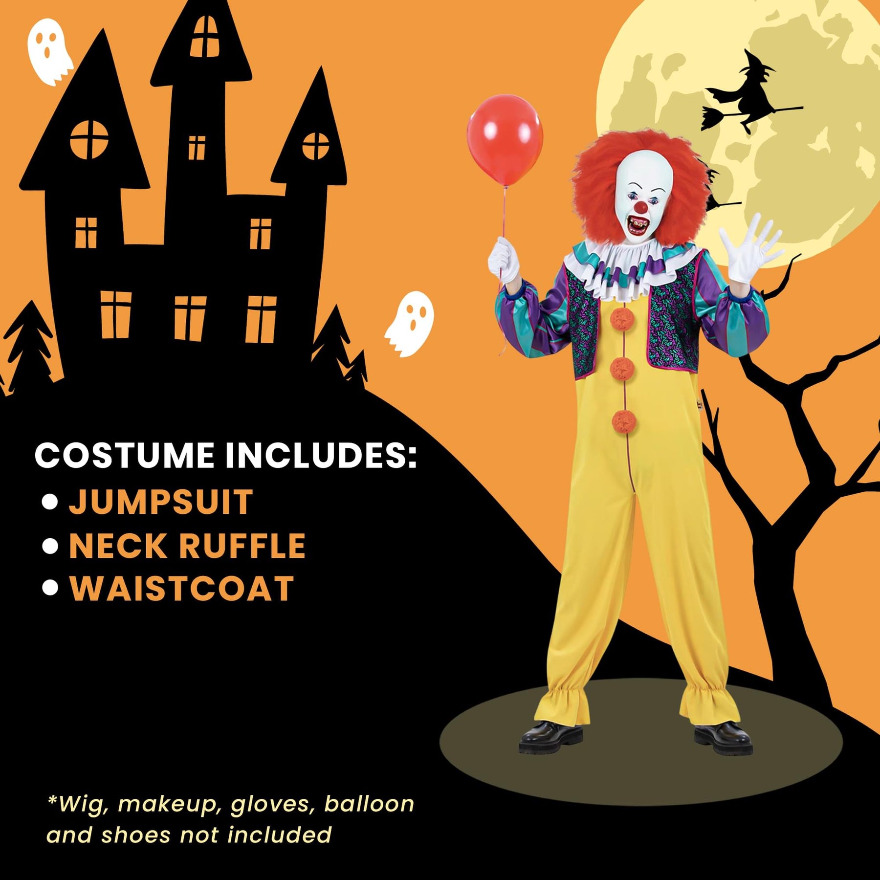 It 1990 Pennywise Mens Adult Costume