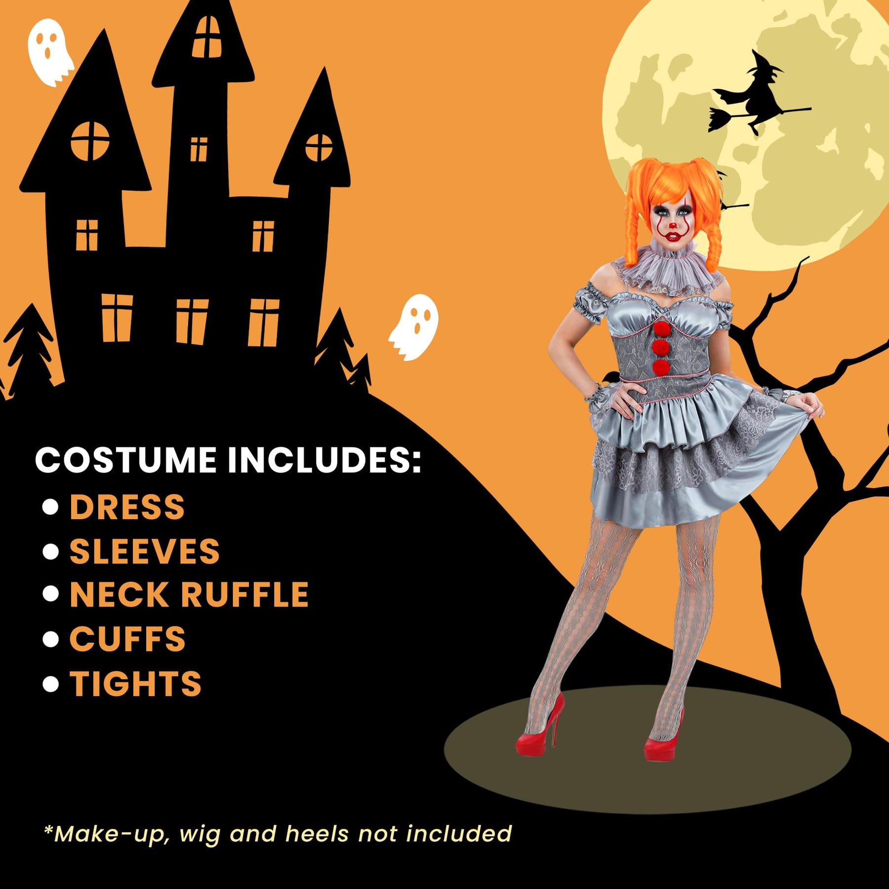 It Chapter 2, Pennywise Mini Dress Adult Costume