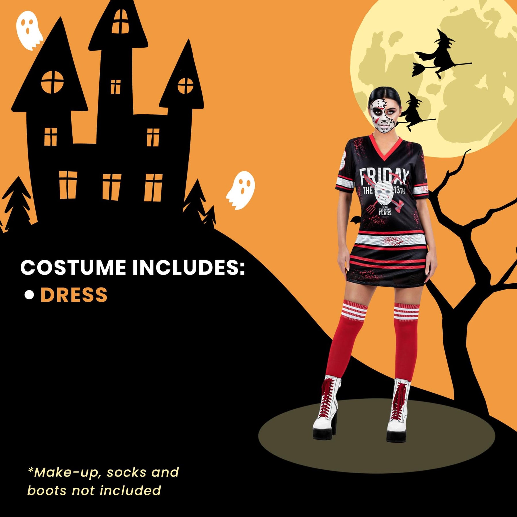 Women Friday the 13th Printed Hockey Adult Costume
