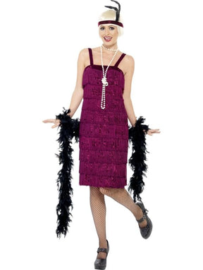 Jazz Flapper Costume Dress Adult: Red/Burgundy