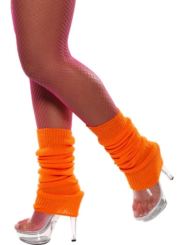 80's Neon Orange Leg Warmers Costume Accessory