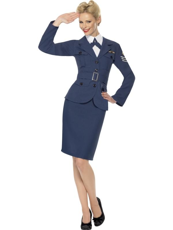WW2 Female Air Force Captain Uniform Costume Adult: Blue
