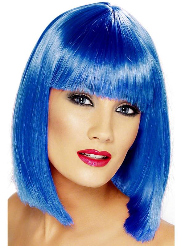Glam Blue Short Blunt With Fringe Adult Costume Wig