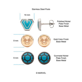 Marvel Black Panther: Wakanda Forever 3-Piece Stud Earring Set