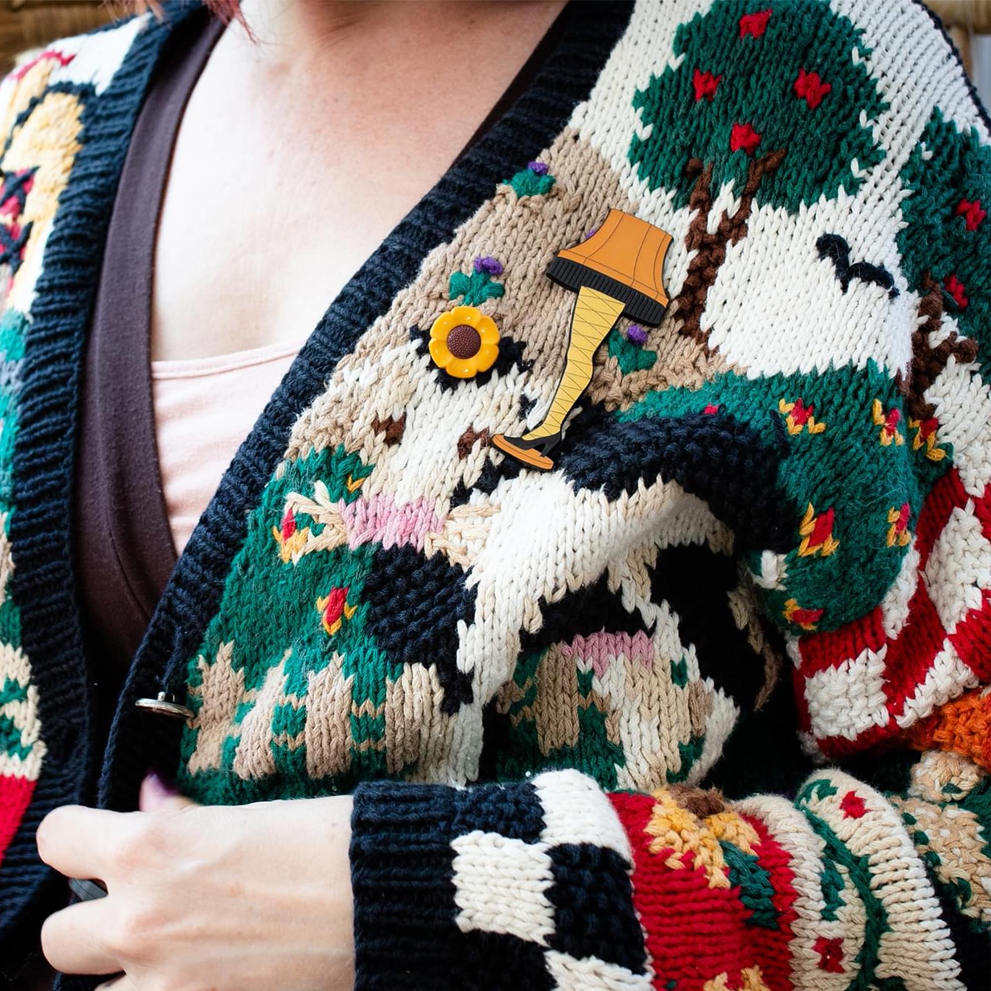 A Christmas Story Leg Lamp 3-Inch Mini Snow Globe and Enamel Pin Set