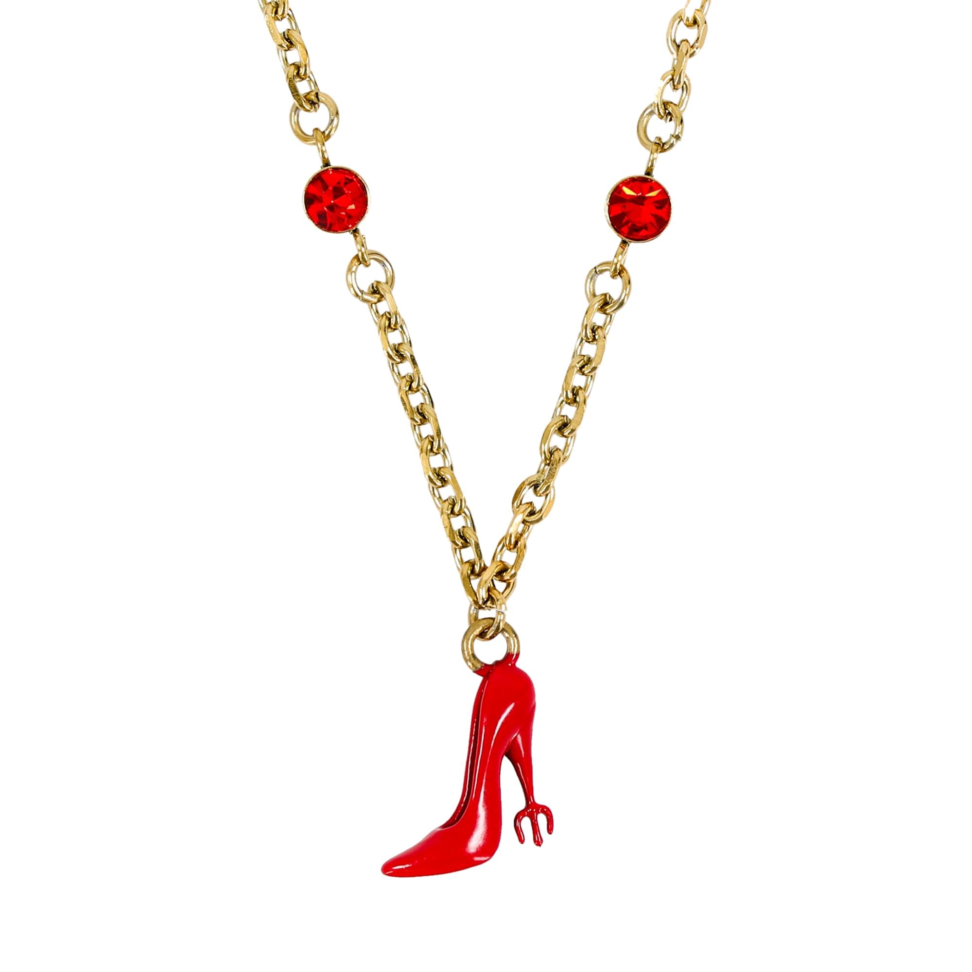 The Devil Wears Prada Red Pitchfork Stiletto Pendant Necklace With Gold-Tone Chain