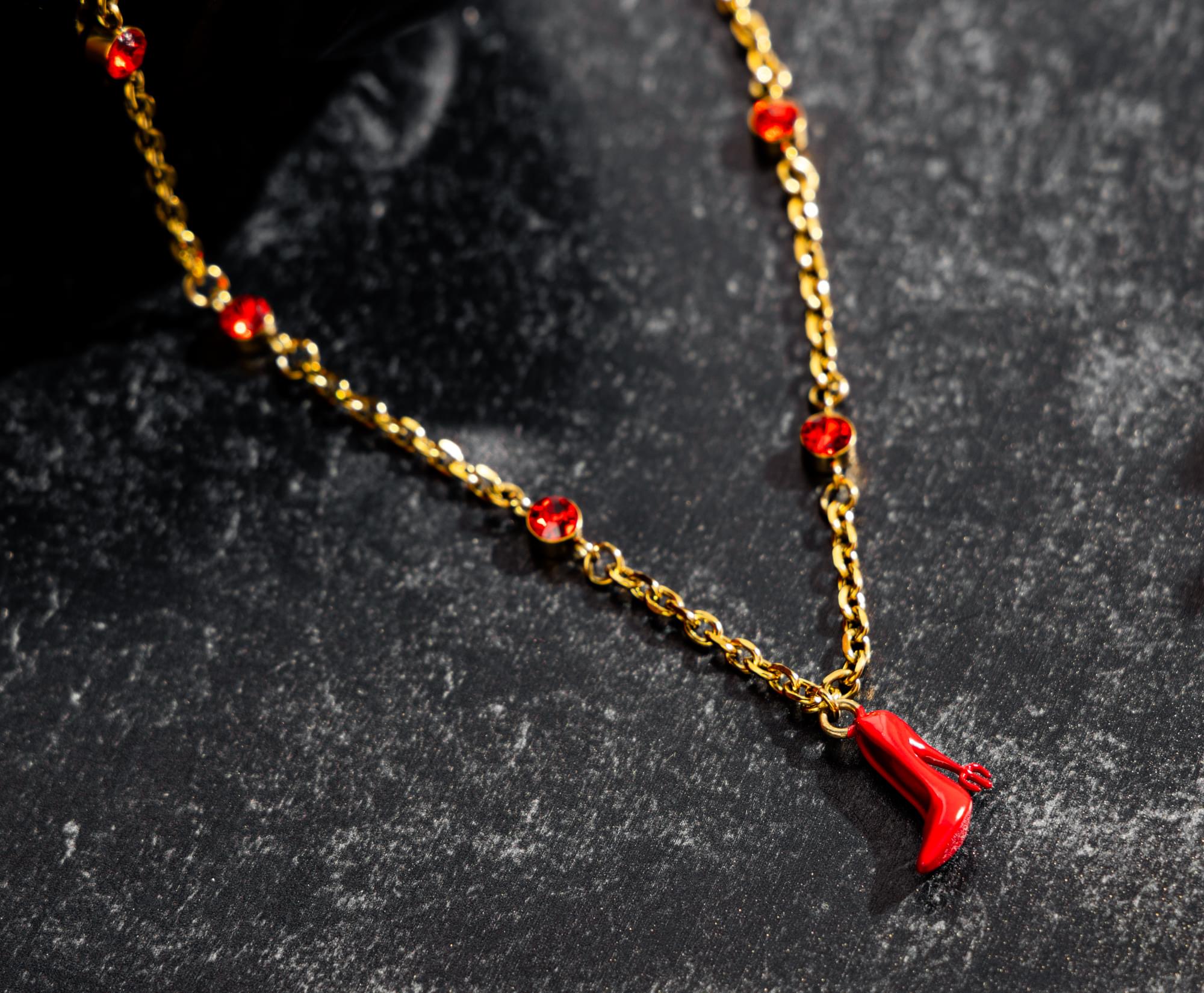The Devil Wears Prada Red Pitchfork Stiletto Pendant Necklace With Gold-Tone Chain