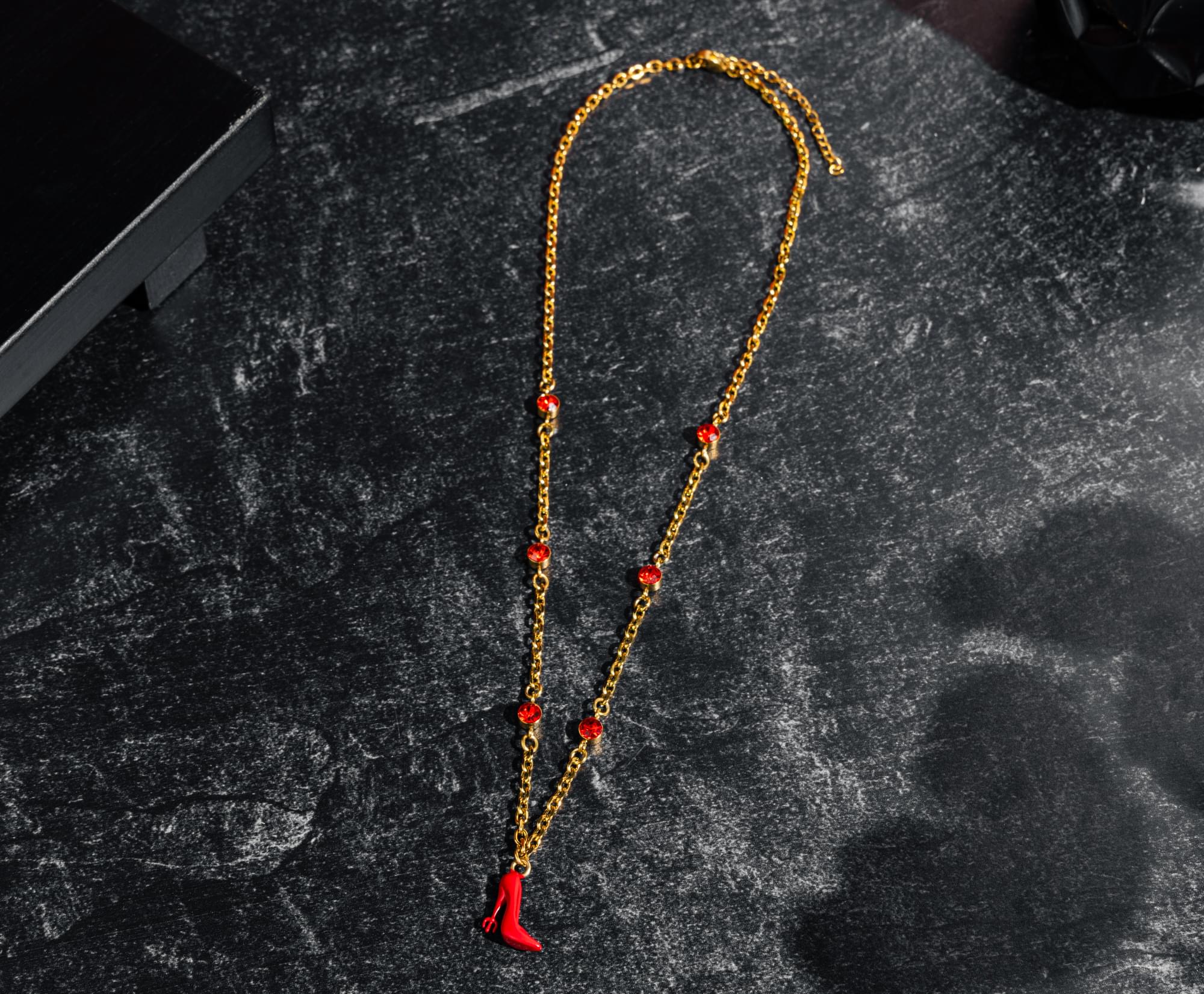 The Devil Wears Prada Red Pitchfork Stiletto Pendant Necklace With Gold-Tone Chain