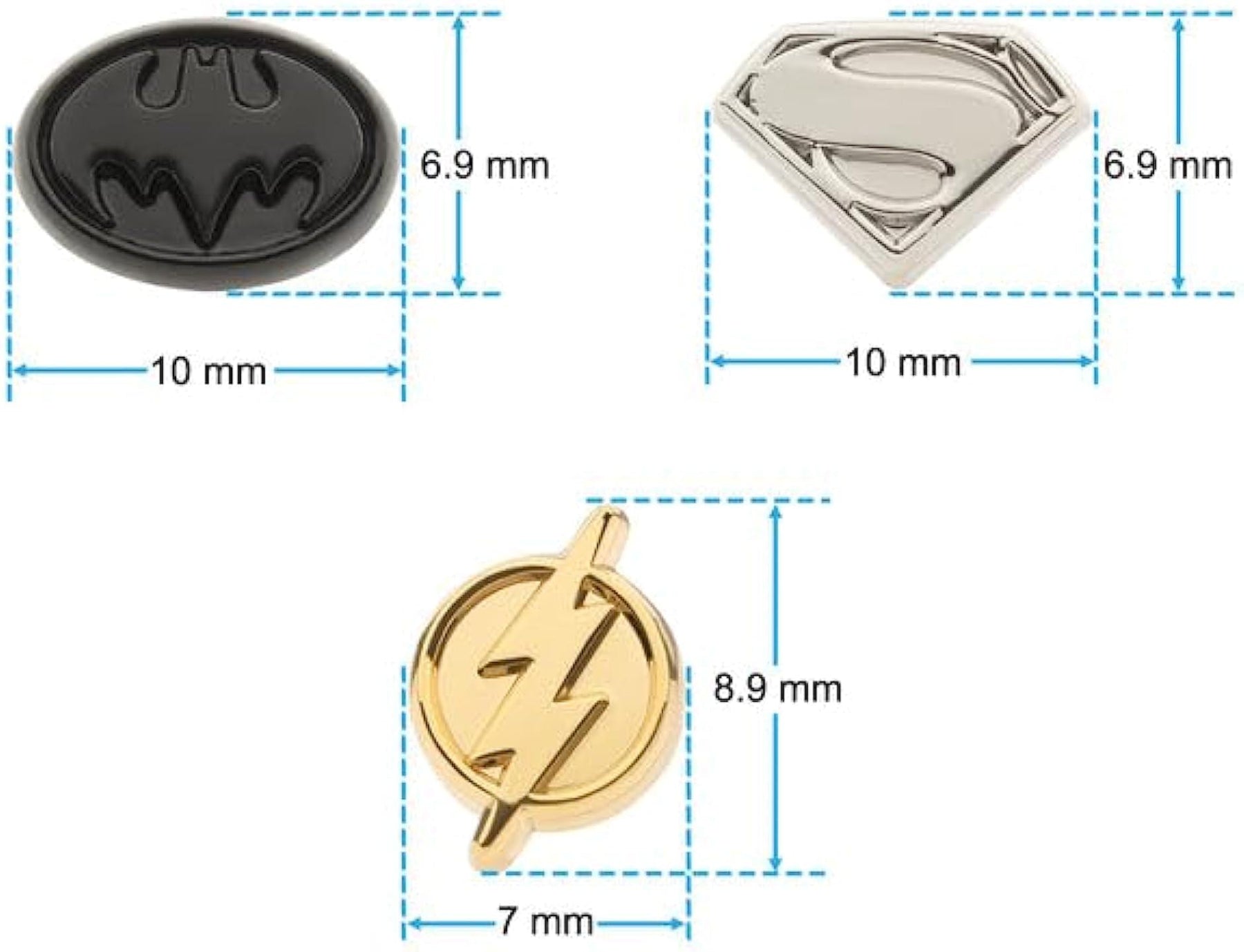 DC Comics The Flash, Batman and Super Girl Logo Earrings Set