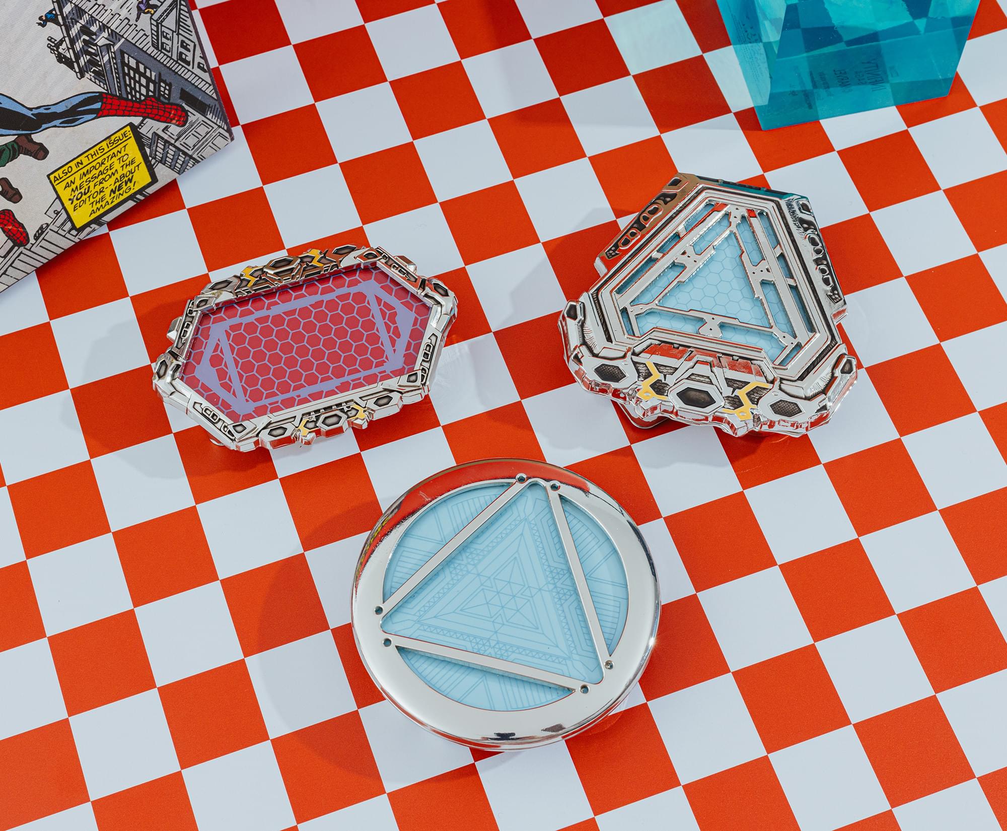 Marvel Studios Iron Man 3-Piece Light-Up Arc Reactor Pin Replica Box Set