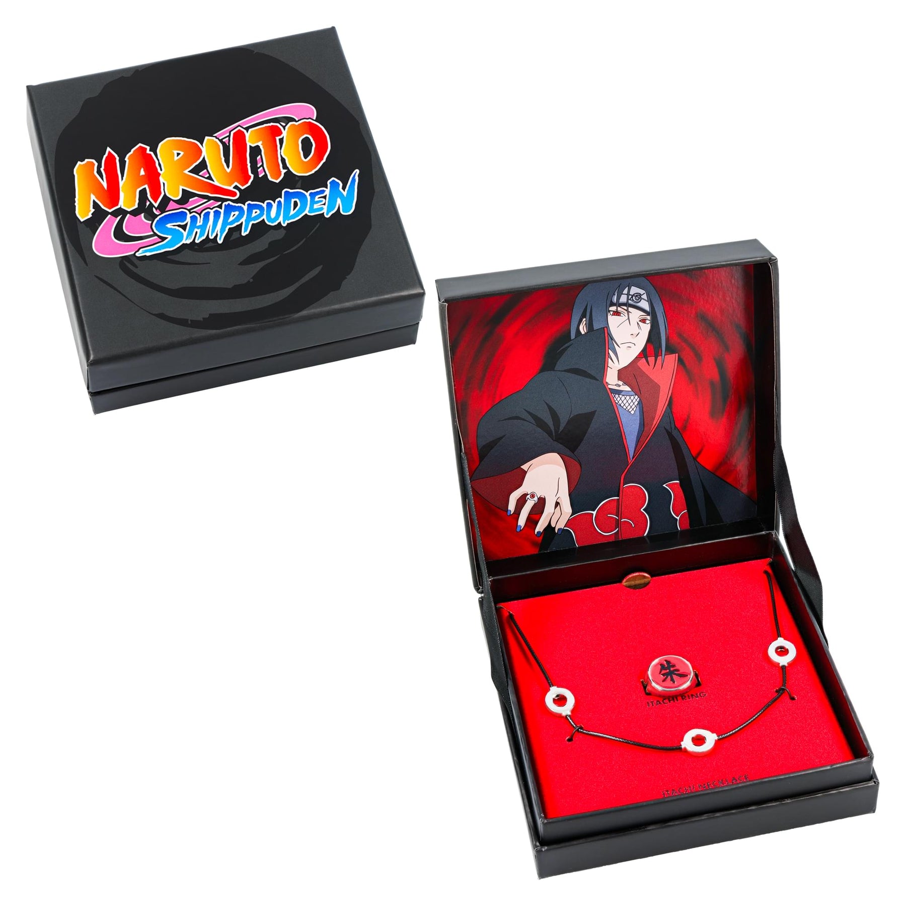 Naruto Itachi Uchiha Necklace and Ring Replica Collector's Box Set