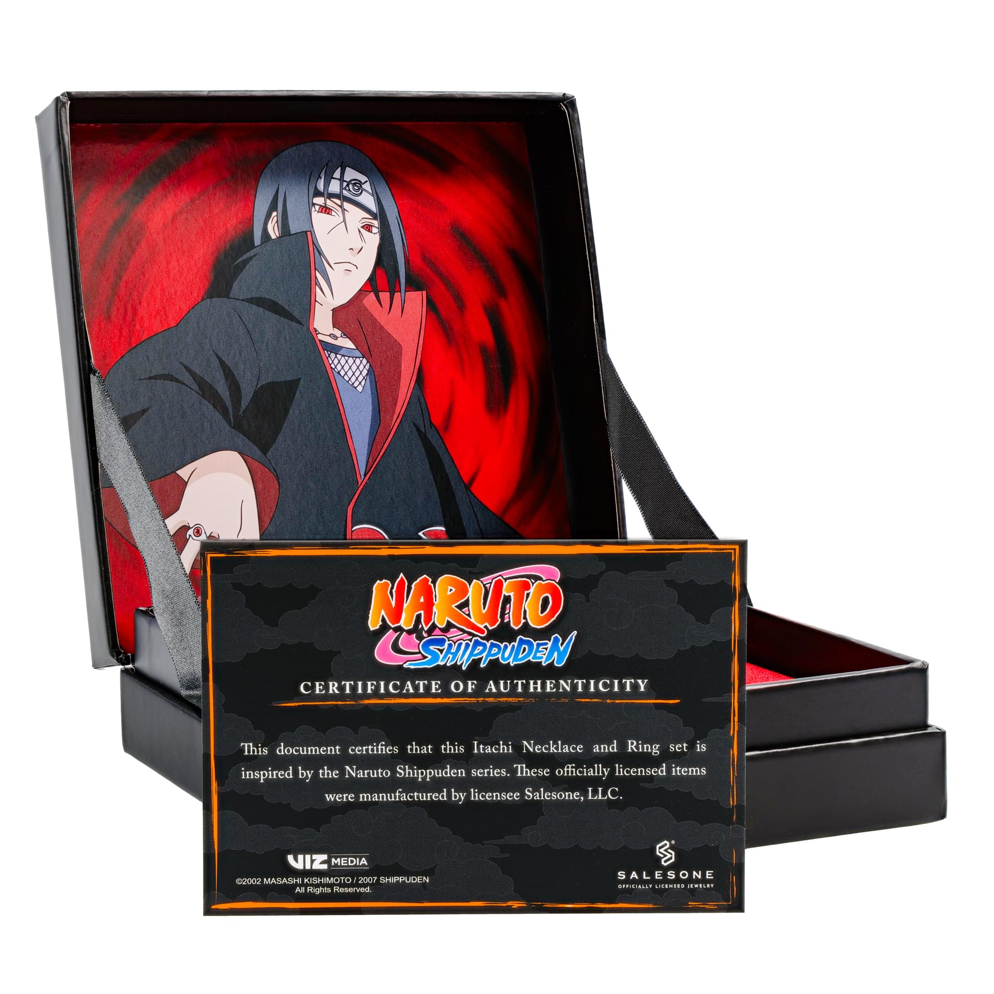 Naruto Itachi Uchiha Necklace and Ring Replica Collector's Box Set