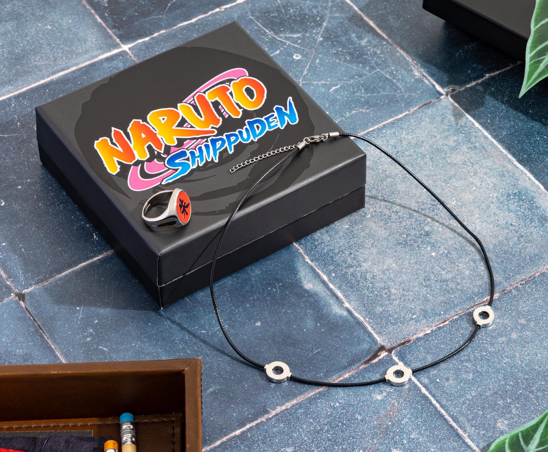 Naruto Itachi Uchiha Necklace and Ring Replica Collector's Box Set