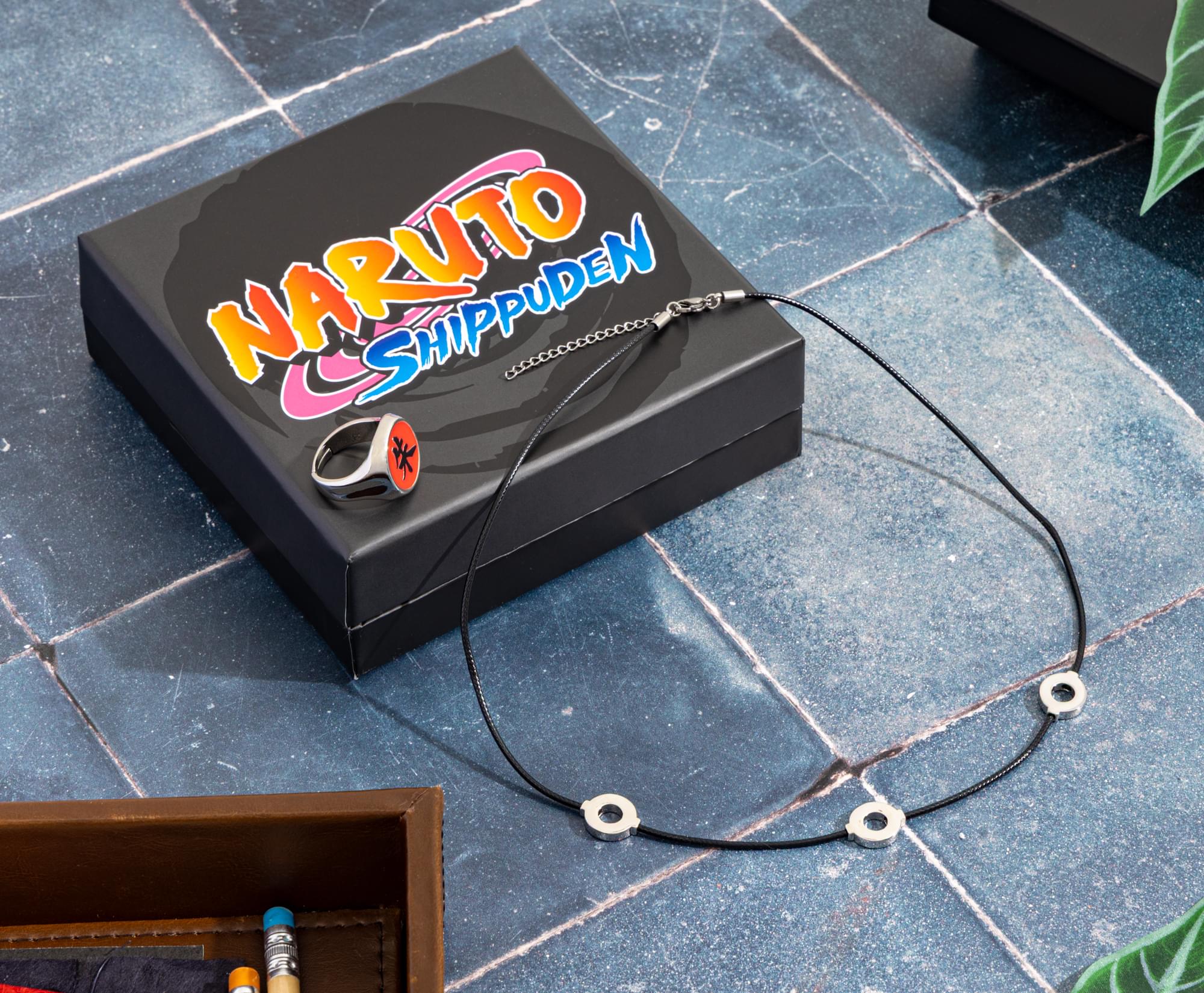 Naruto Itachi Uchiha Necklace and Ring Replica Collector's Box Set