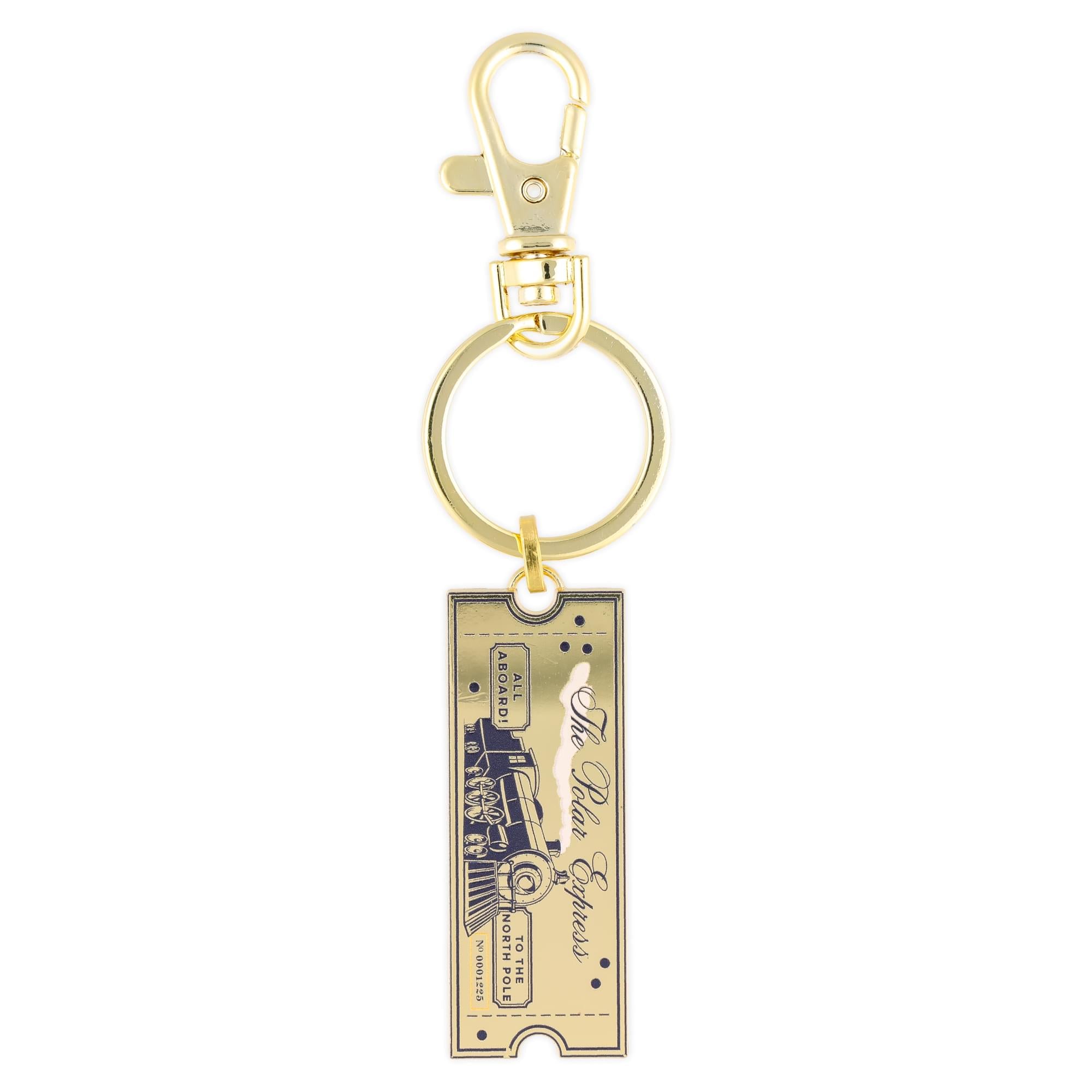 The Polar Express "Believe" Gold Train Ticket Enamel Charm Keychain