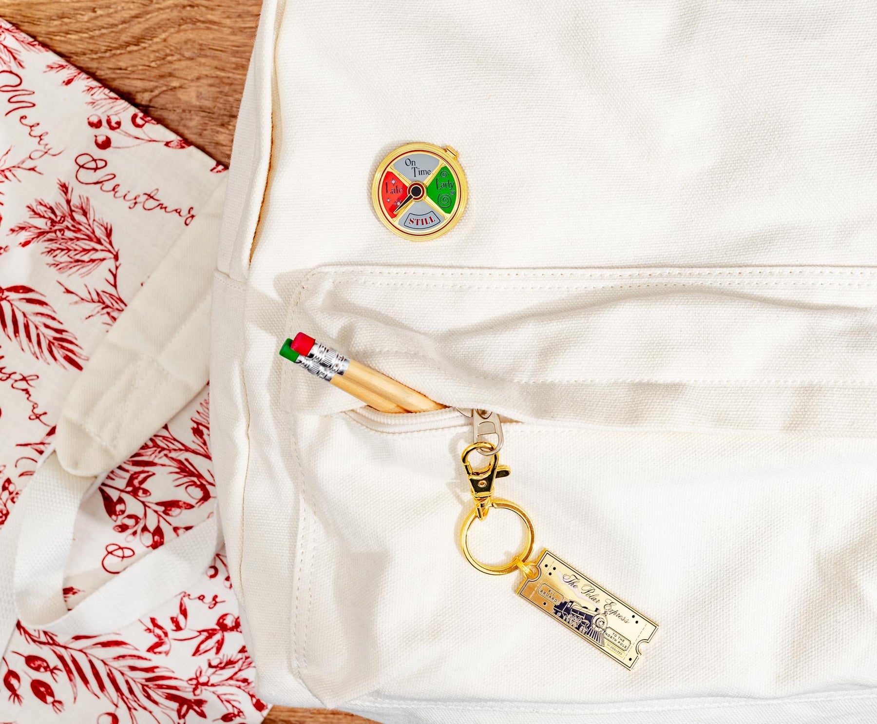 The Polar Express "Believe" Gold Train Ticket Enamel Charm Keychain