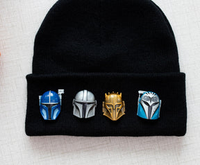 Star Wars: The Mandalorian 4-Piece 3D Metal Helmet Pin Set | Toynk Exclusive