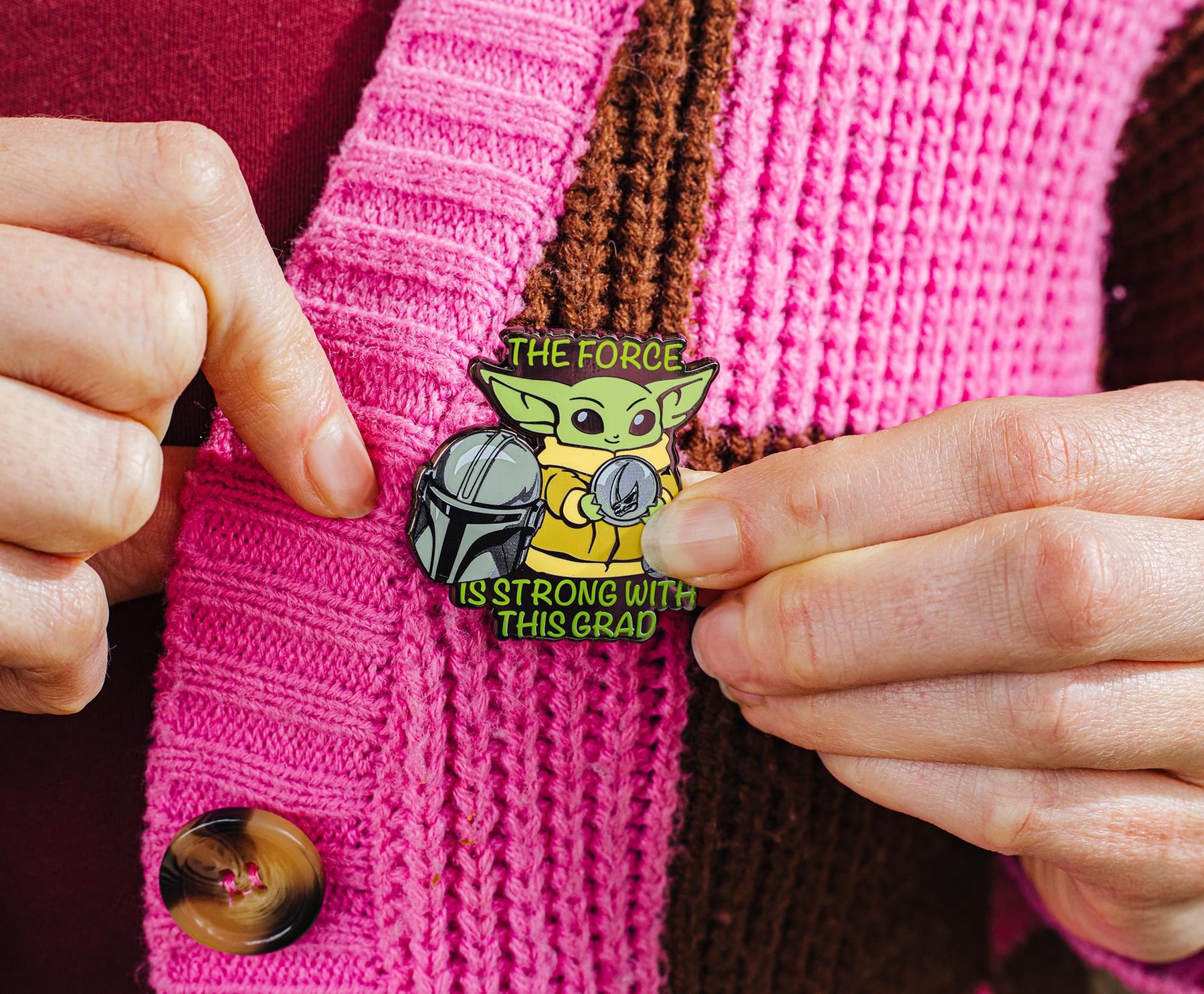 Star Wars: The Mandalorian Grogu "The Force Is Strong With This Grad" Enamel Pin