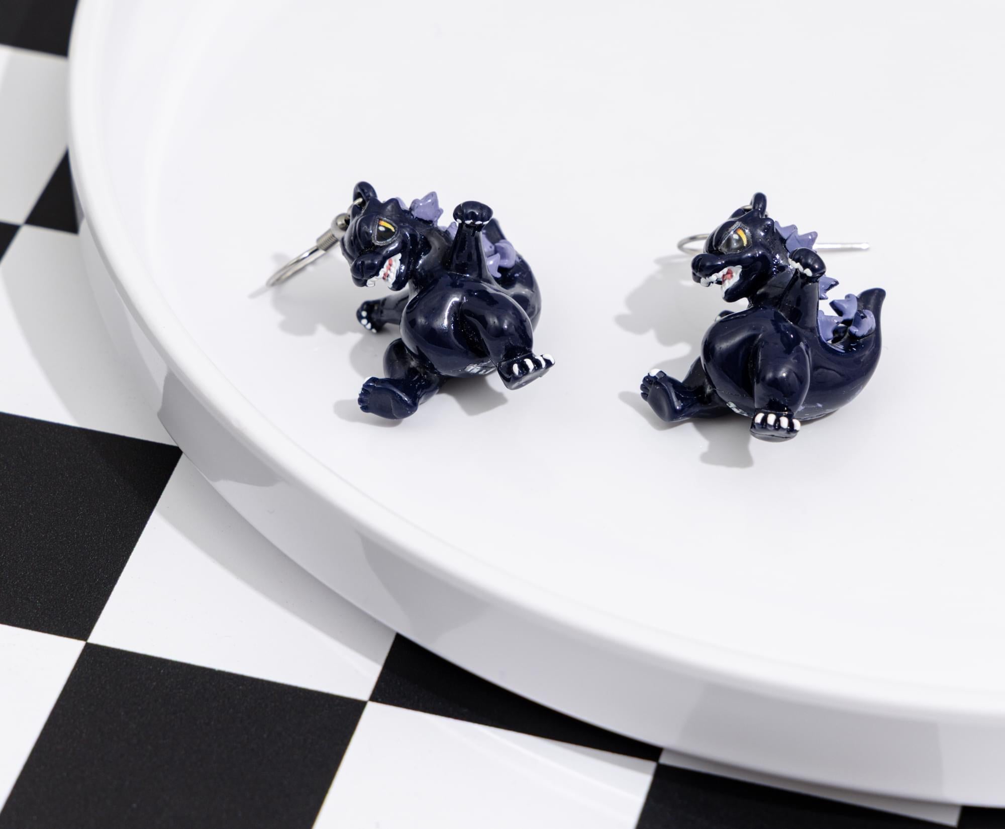 Godzilla Chibi Sculpted Dangle Earrings | 1 Inch