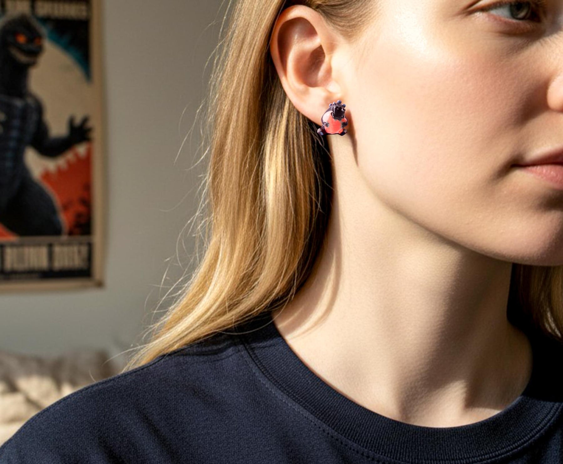 Godzilla Heart Stud Earrings