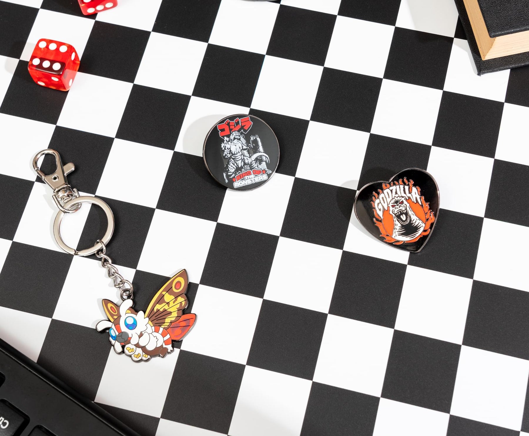 Godzilla Mothra Enamel Charm Keychain