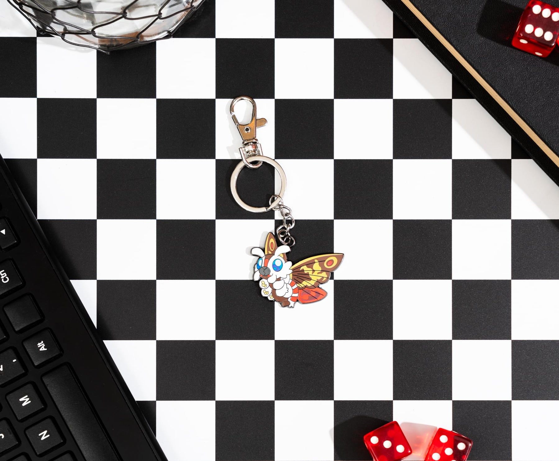 Godzilla Mothra Enamel Charm Keychain