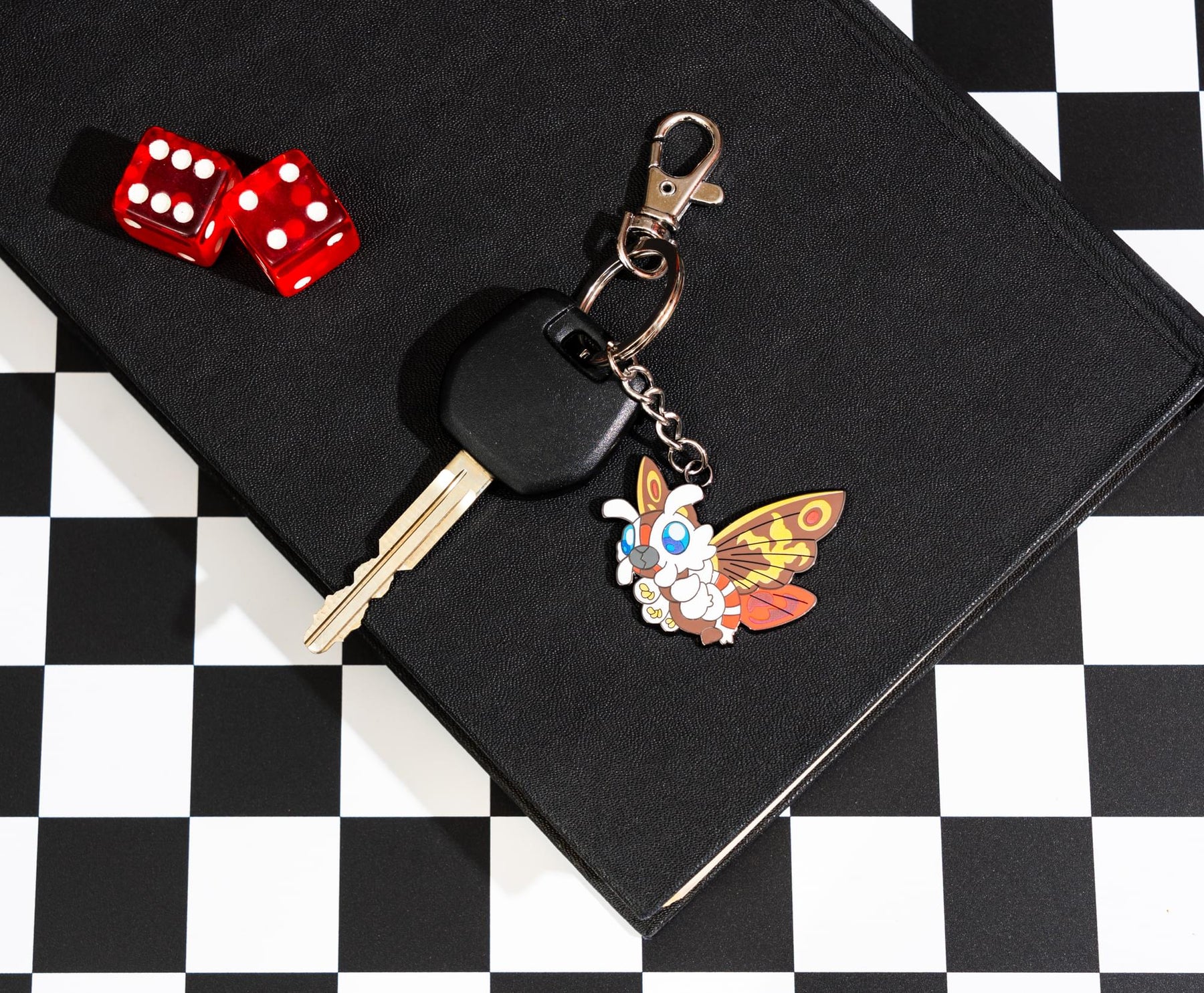 Godzilla Mothra Enamel Charm Keychain