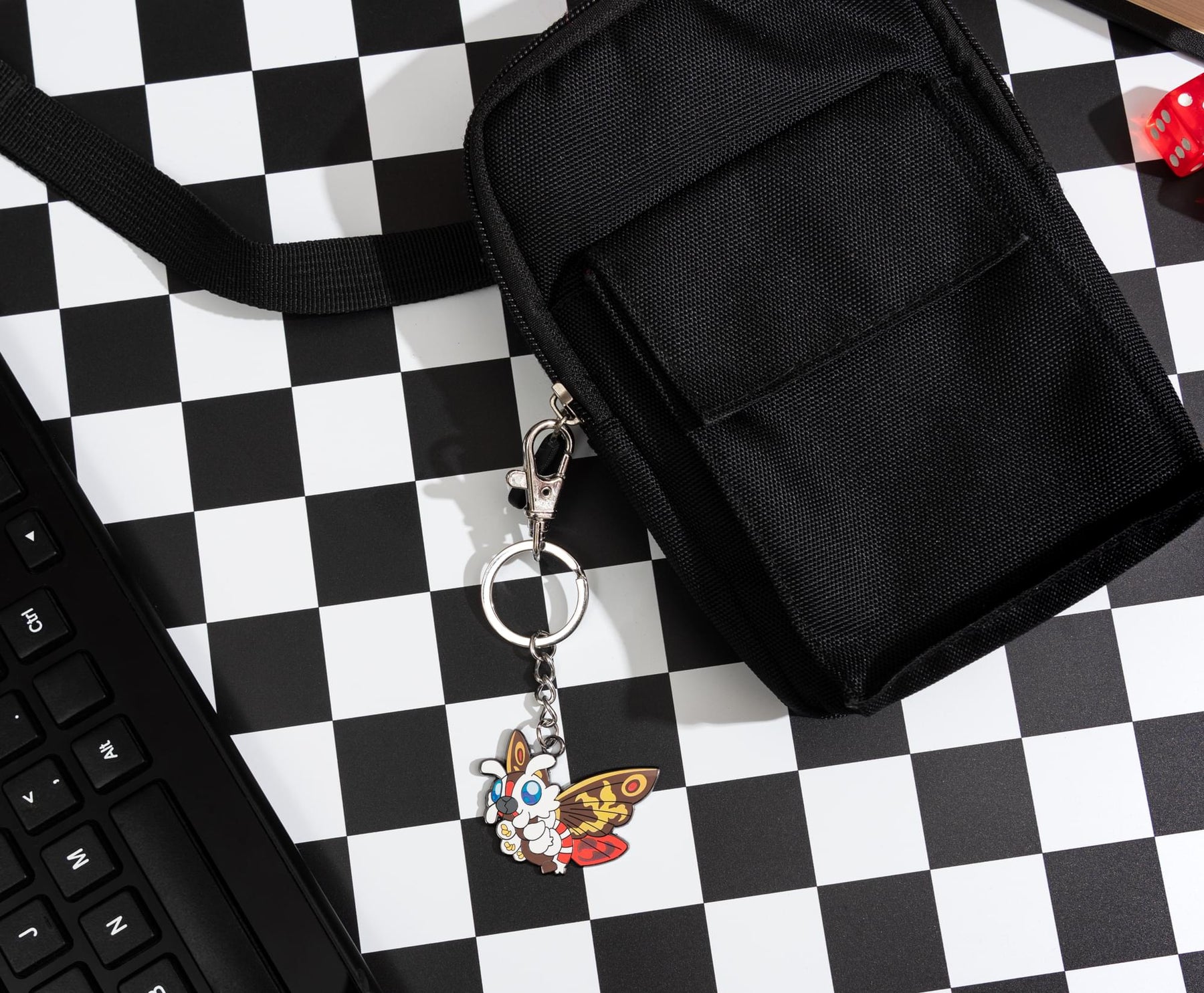 Godzilla Mothra Enamel Charm Keychain