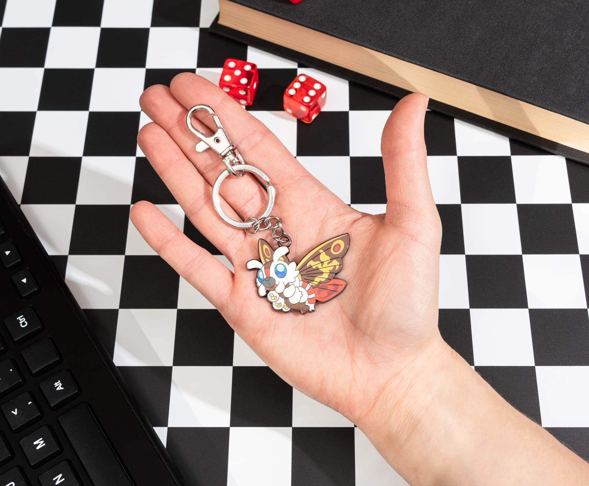 Godzilla Mothra Enamel Charm Keychain