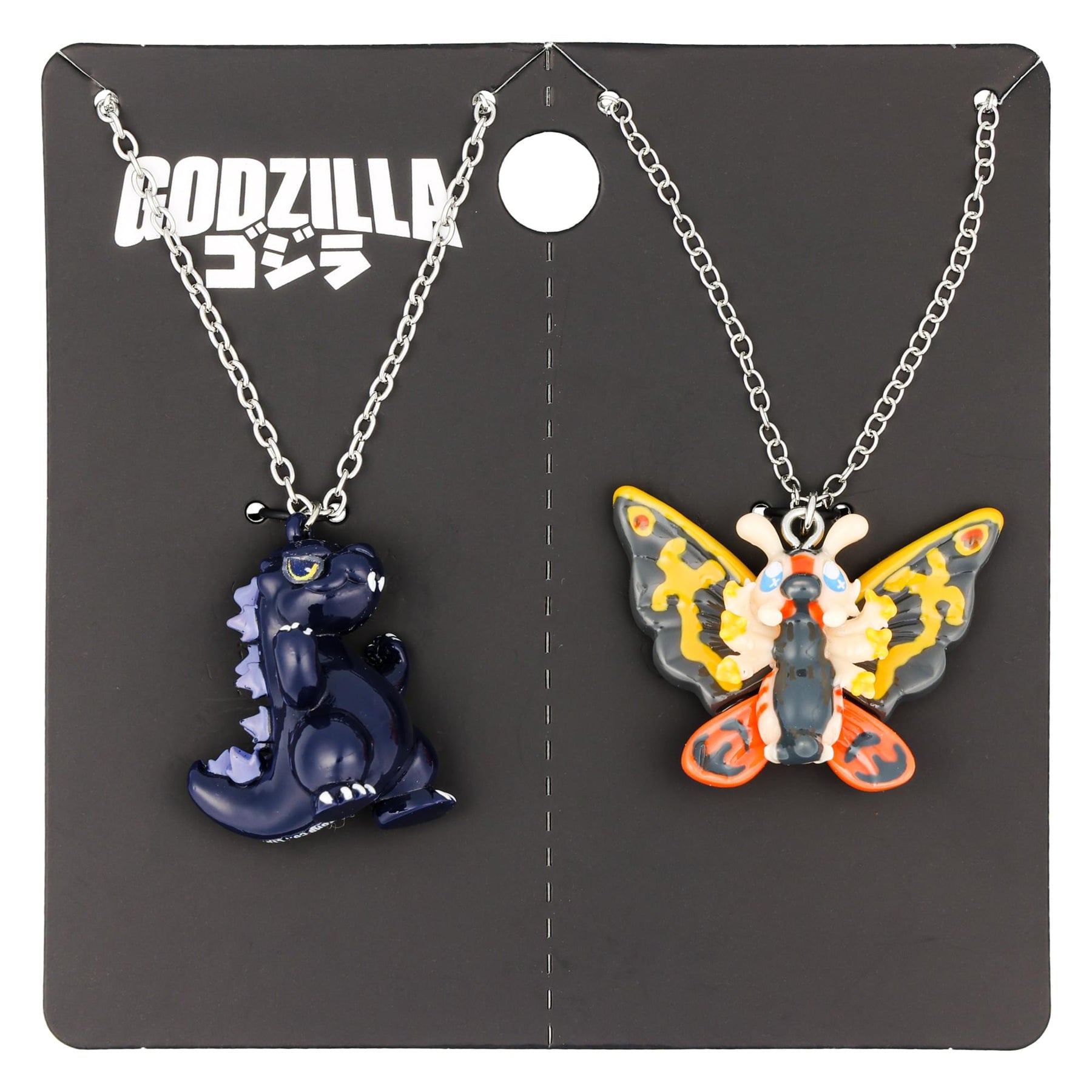 Godzilla and Mothra Chibi BFF Charm Necklace Set | 1 Inch