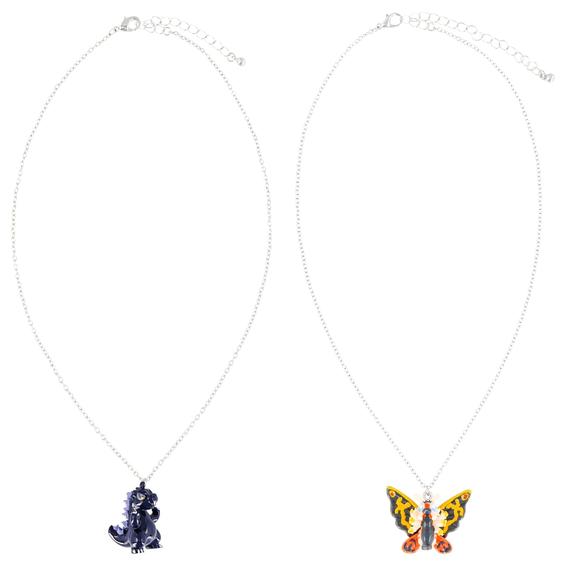 Godzilla and Mothra Chibi BFF Charm Necklace Set | 1 Inch